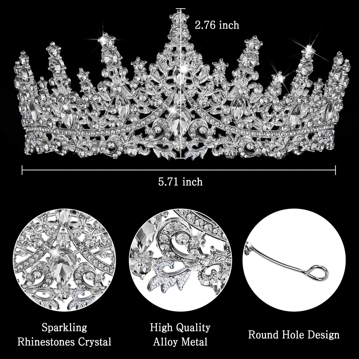 Gold Crown for Women Crystal Princess Tiaras Rhinestone Queen Headband Wedding Bridal Hair Accessories Birthday Prom Pageant Party Coming of Age Ceremony Photo Props