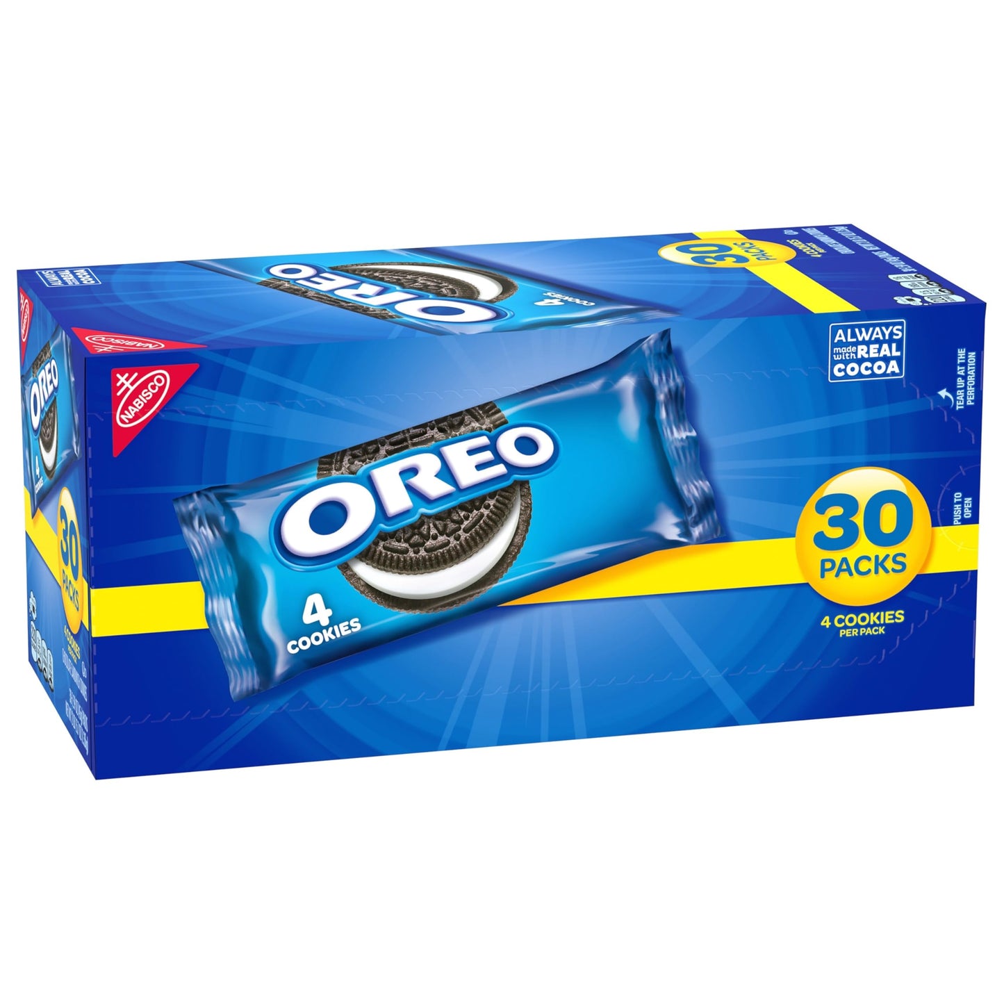 OREO Chocolate Sandwich Cookies, 30 Snackpackungen (4 Kekse pro Packung) 