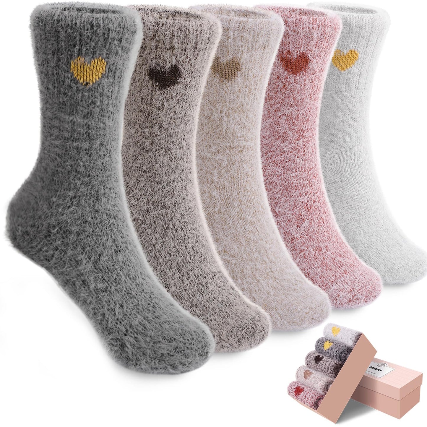 5 Pairs Fuzzy Soft Cozy Comfortable Socks for Women, Casual Sleep Comfy Socks, Perfect Warm Winter Gifts for Women