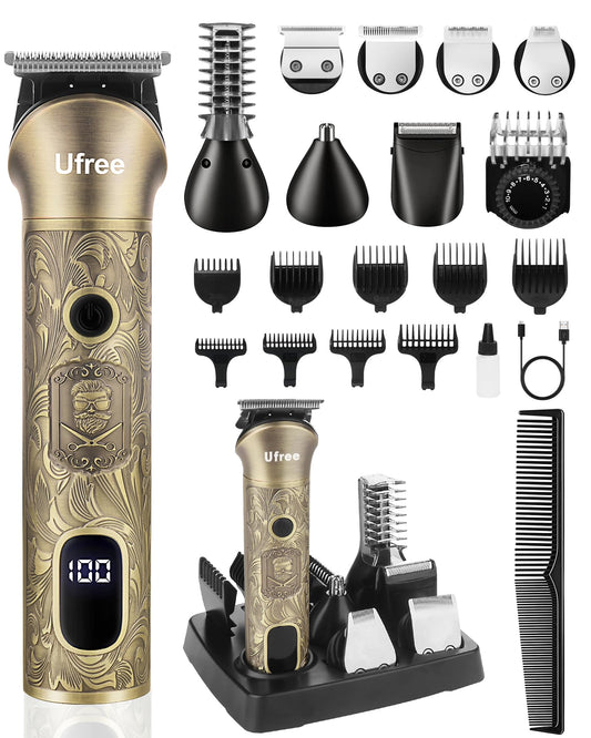 Ufree Beard Trimmer for Men, Electric Razor Shavers, Cordless Hair Clippers, Shaving Kit for Mustache, Body, Nose, Ear and Face, 7 in 1 Beard Grooming Kit, Gifts for Men
