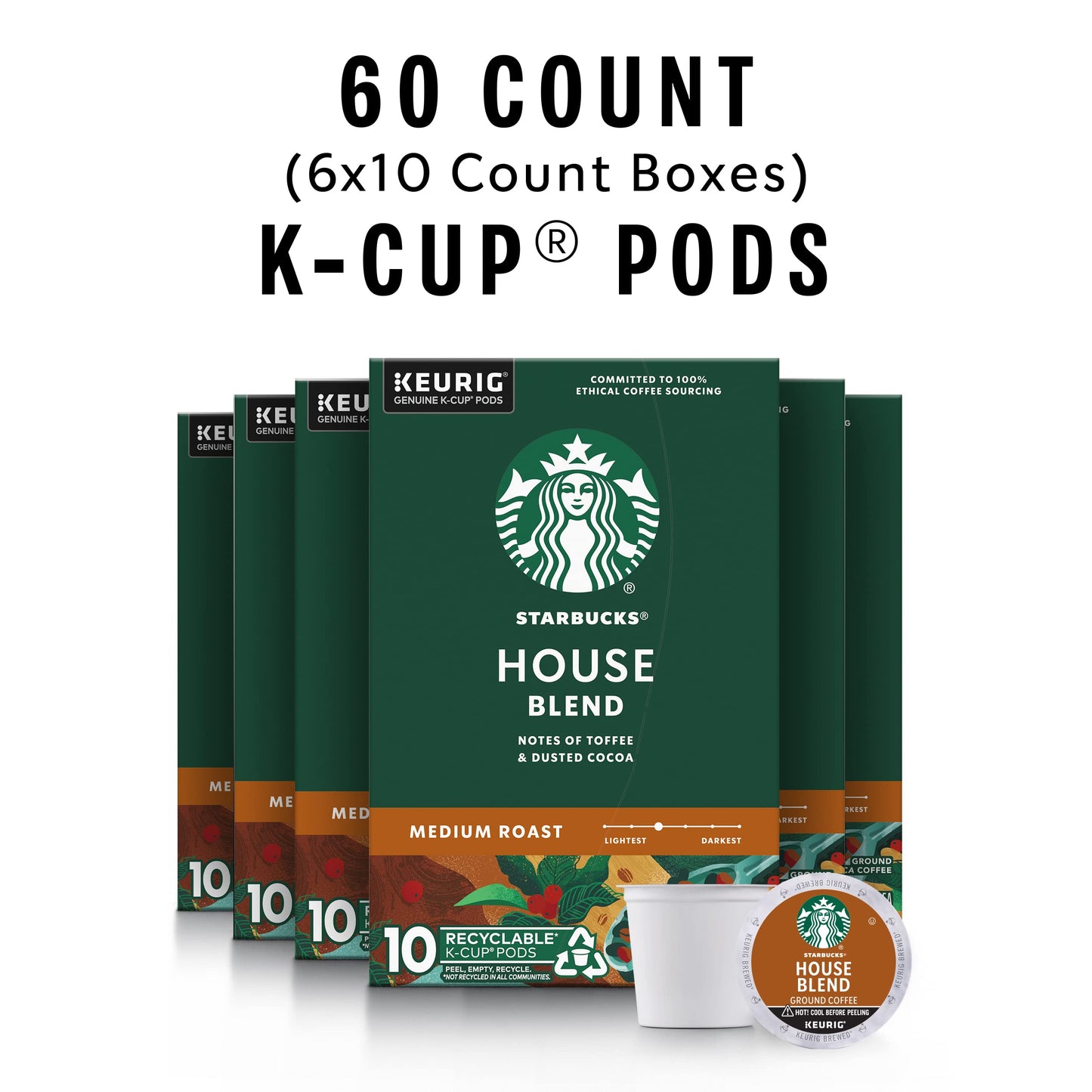 Starbucks K-Cup Coffee Pods, Naturally Flavored Coffee Variety Pack for Keurig Brewers, 100% Arabica, 1 Box (40 Pods)