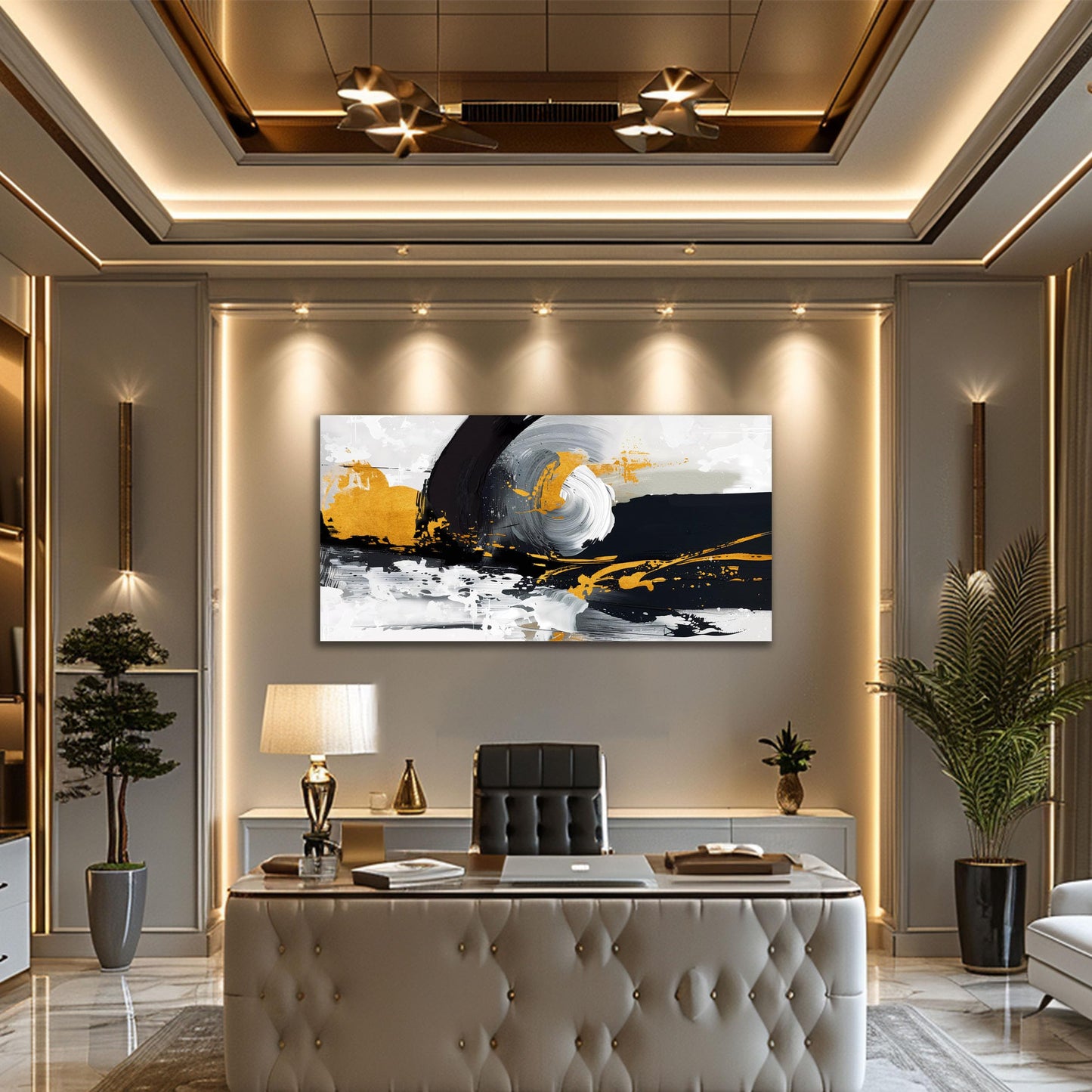 AOZEMI Peintures murales florales Art mural blanc Décorations murales Lotus Grande œuvre d'art moderne 29"x 59" Art pour cuisine hôtel 