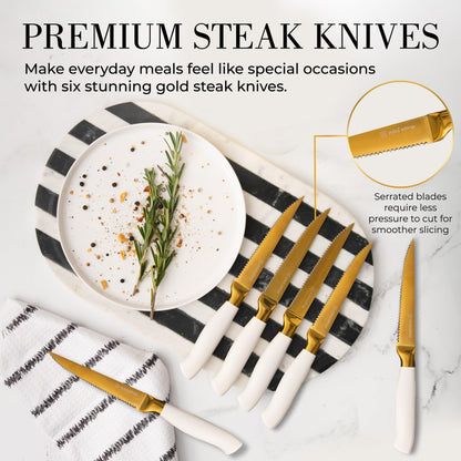Copper Knife Set with Block - 14 PC Self Sharpening Knife Block Set