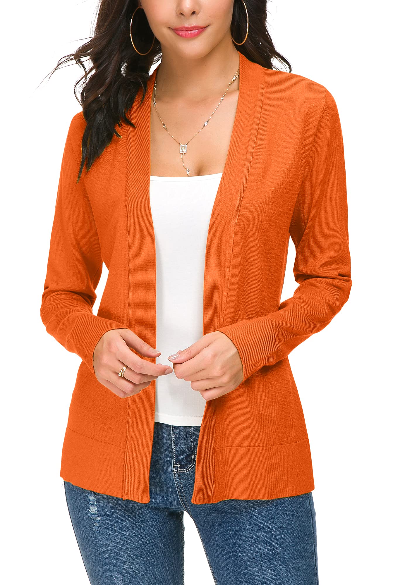 Cardigan en tricot ouvert sur le devant pour femme, manteau à manches longues