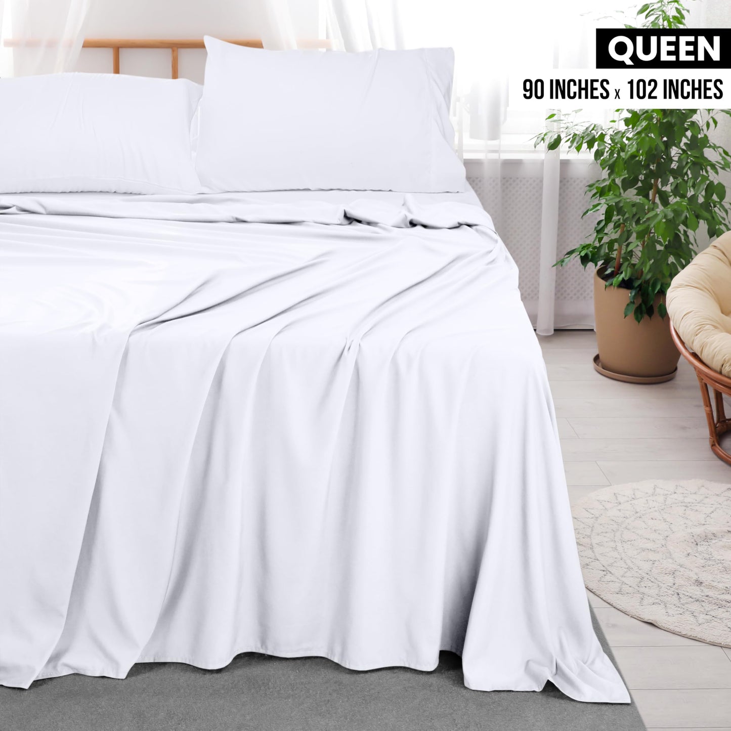 Utopia Bedding Flat Sheets - Pack of 6 - Soft Brushed Microfiber Fabric - Shrinkage & Fade Resistant Top Sheets - Easy Care (Queen, White)