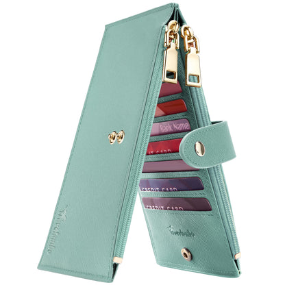 Travelambo RFID Wallet Women Large Size Bifold Multi Card Wallet Case with Zipper Pocke Credit Card Holder for Women