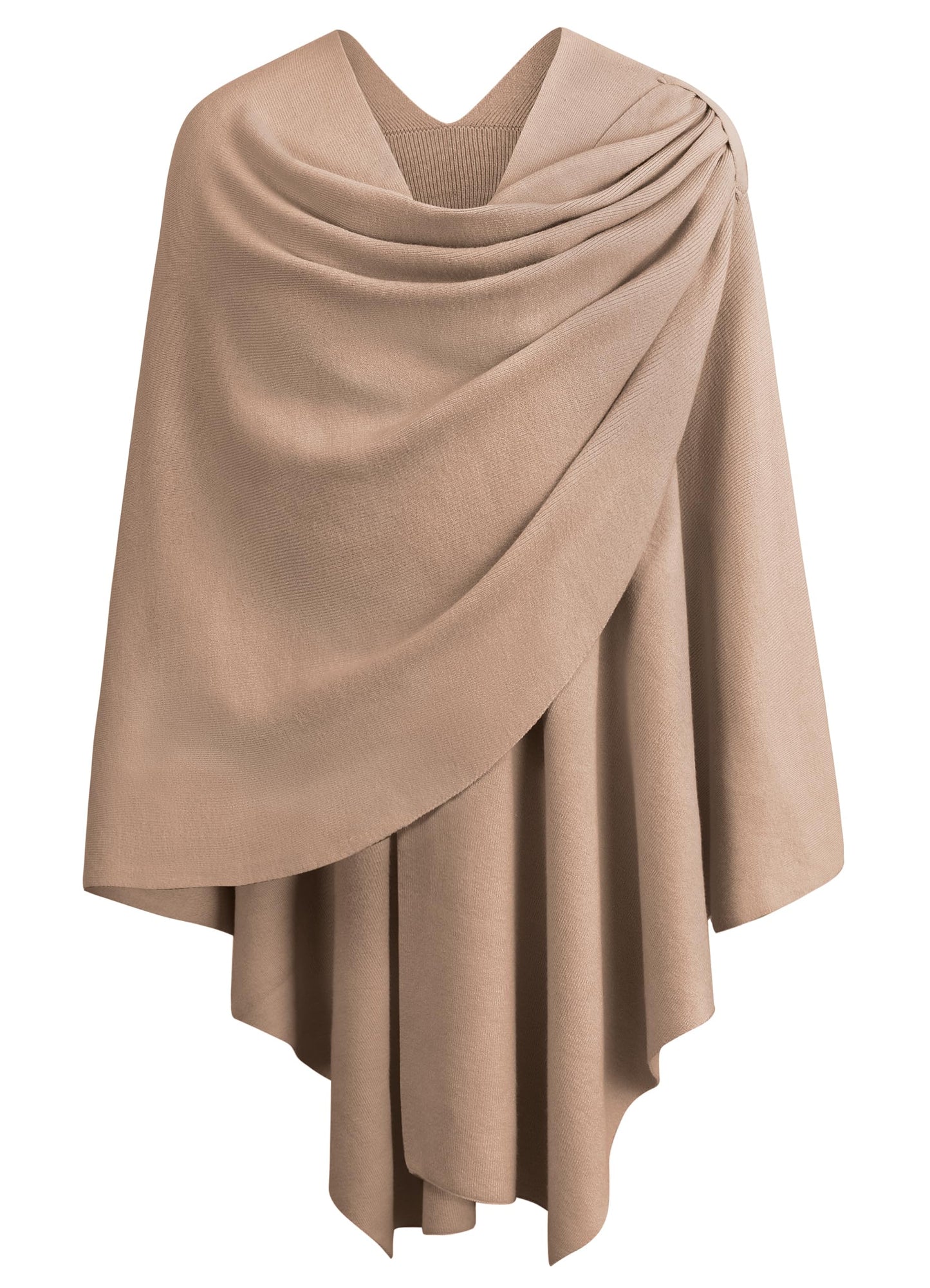 PULI Femmes Grand Poncho Croisé Sur Le Devant Pull Enveloppant Topper Tricoté Élégant Châles Cape pour l'Automne Hiver