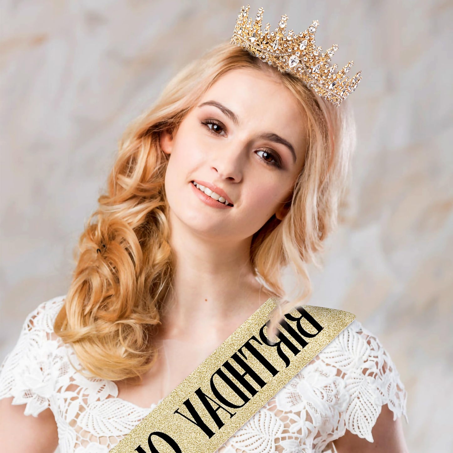 Gold Crown for Women Crystal Princess Tiaras Rhinestone Queen Headband Wedding Bridal Hair Accessories Birthday Prom Pageant Party Coming of Age Ceremony Photo Props