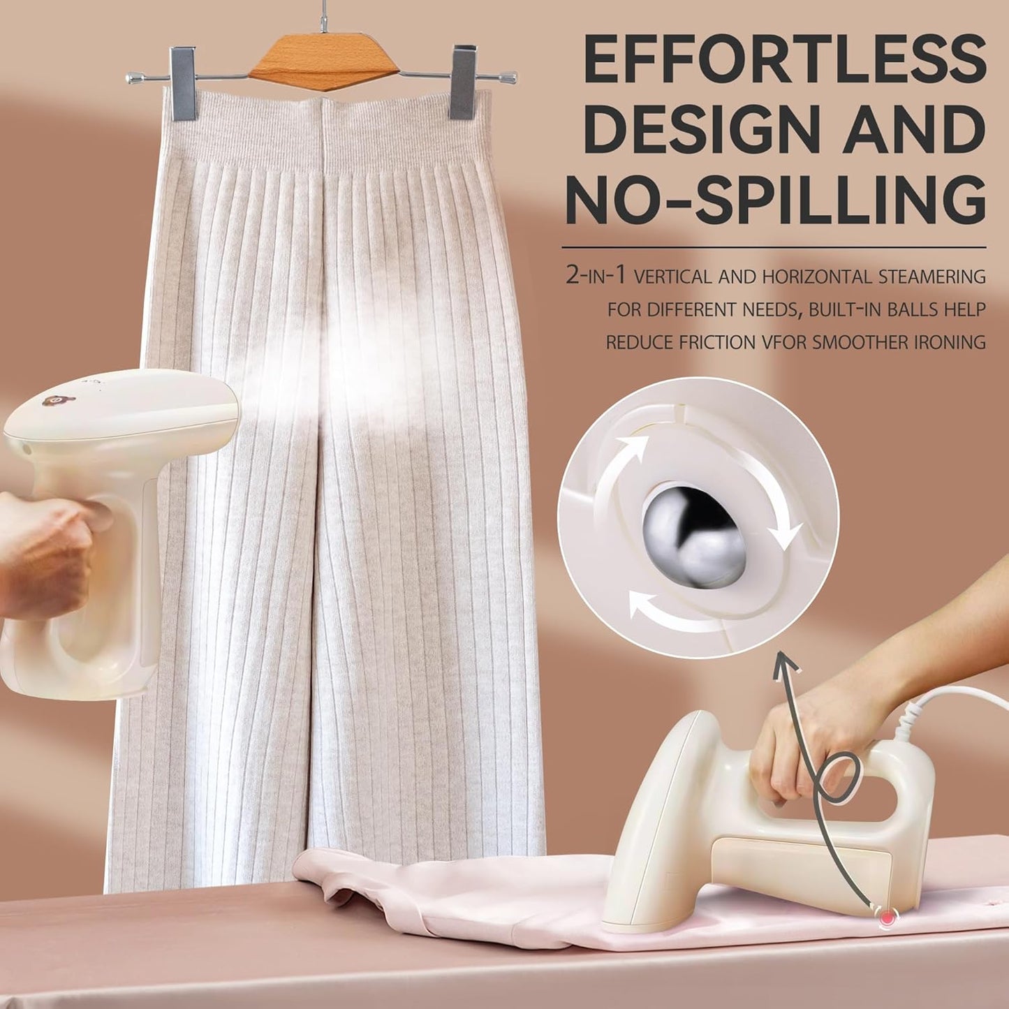 Steamer for Clothes, 1300W Powerful Fast-Heating Handheld Garment and Clothes Steamer with Large 230ml Tank, Auto-Off Safety, Includes Brush, Perfect for Home and Travel Wrinkle Removal
