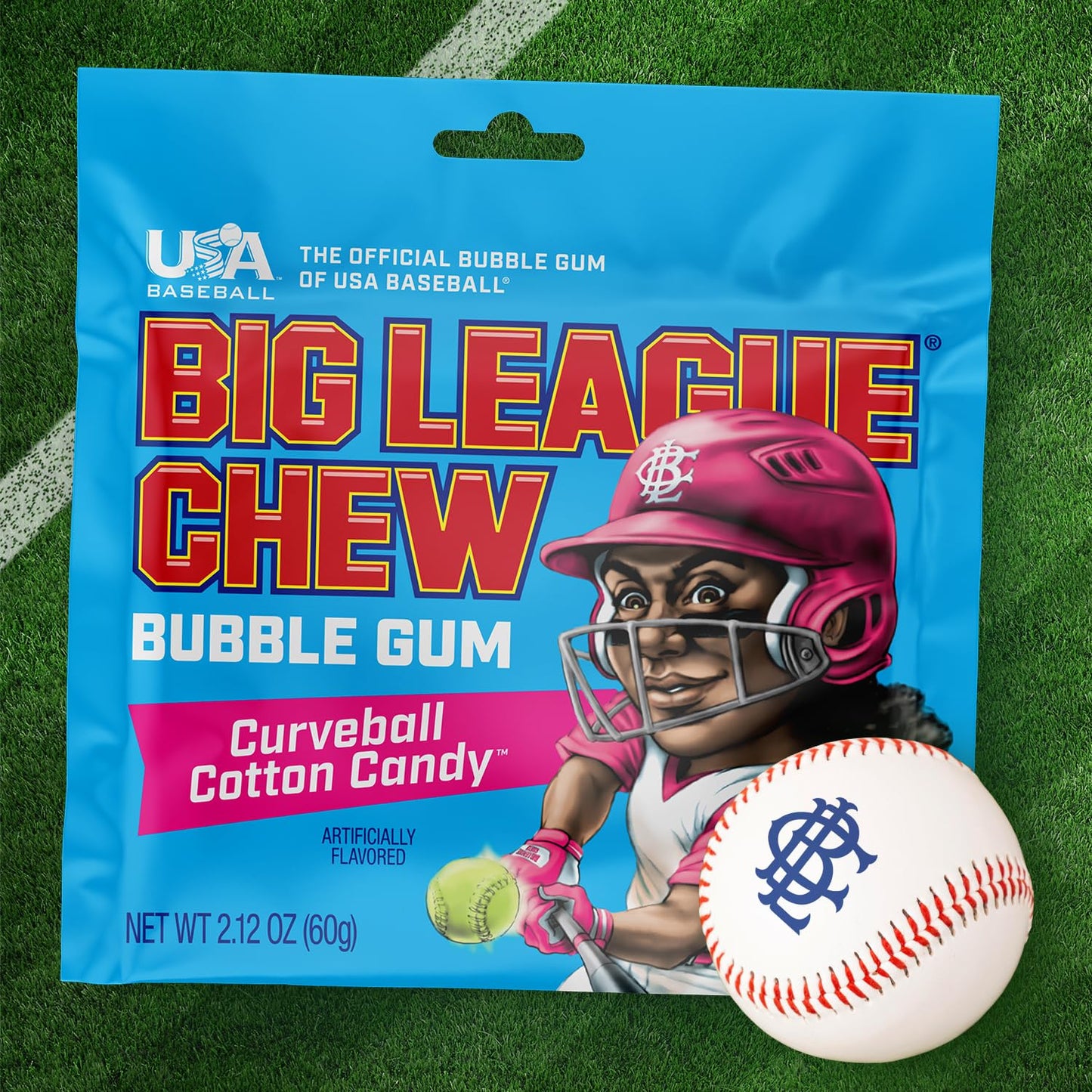 Chewing-gum original Big League Chew Outta Here - Saveur classique du stade de baseball | Parfait pour les matchs de baseball, les équipes, les concessions, les fêtes et plus encore | Paquet de 12 sacs (2,12 oz chacun)