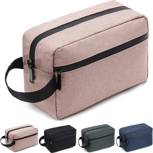 Trousse de toilette de voyage FUNSEED pour femmes et hommes, trousse de rasage résistante à l'eau pour accessoires de toilette, sacs de rangement pliables avec séparateur et poignée pour cosmétiques, produits de toilette, brosses, outils (rose)