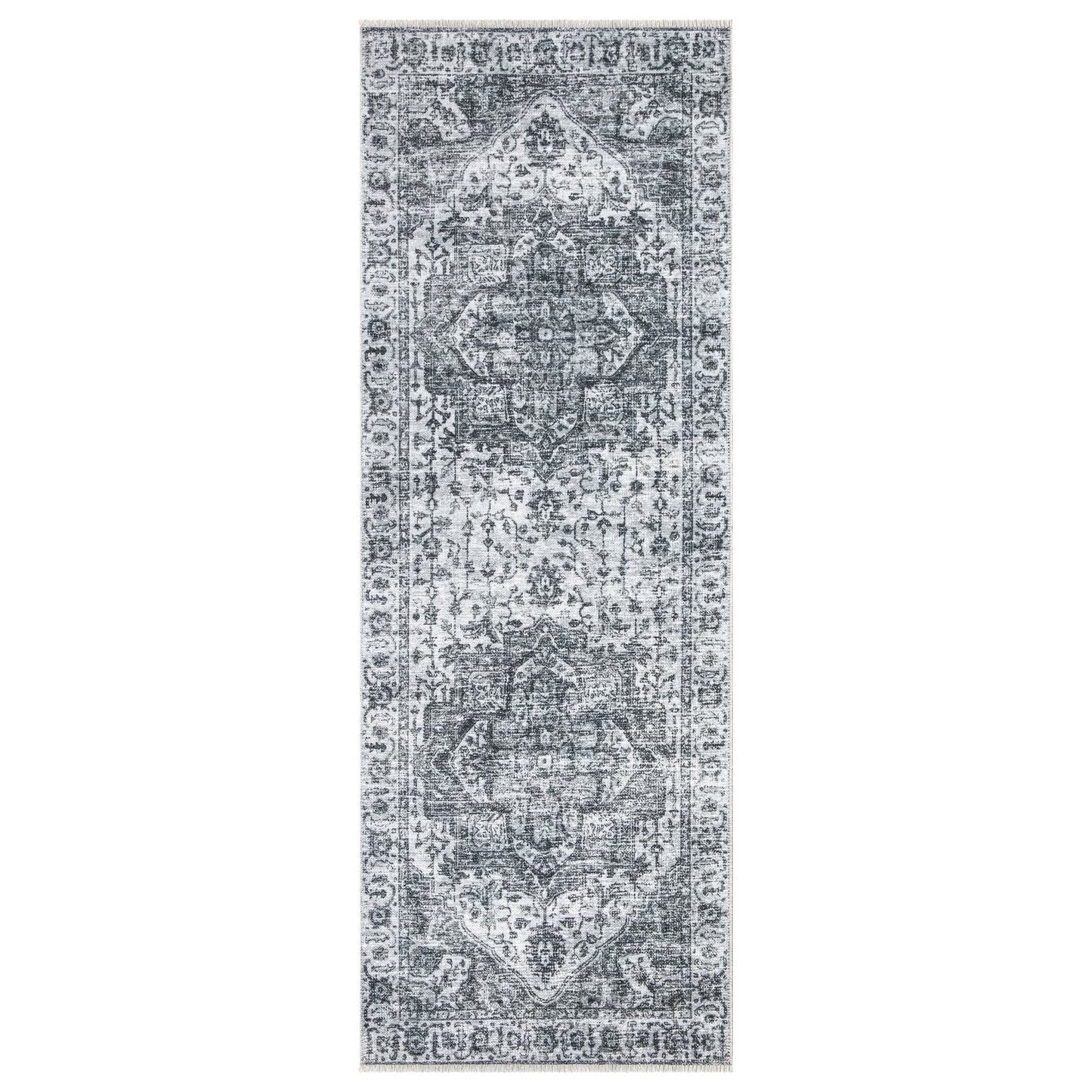 Bloom Rugs Caria, waschbarer, rutschfester Teppich, 4 x 6 Zoll, blauer traditioneller Teppich für Wohnzimmer, Schlafzimmer, Esszimmer und Küche, genaue Größe: 4 x 6 Fuß 