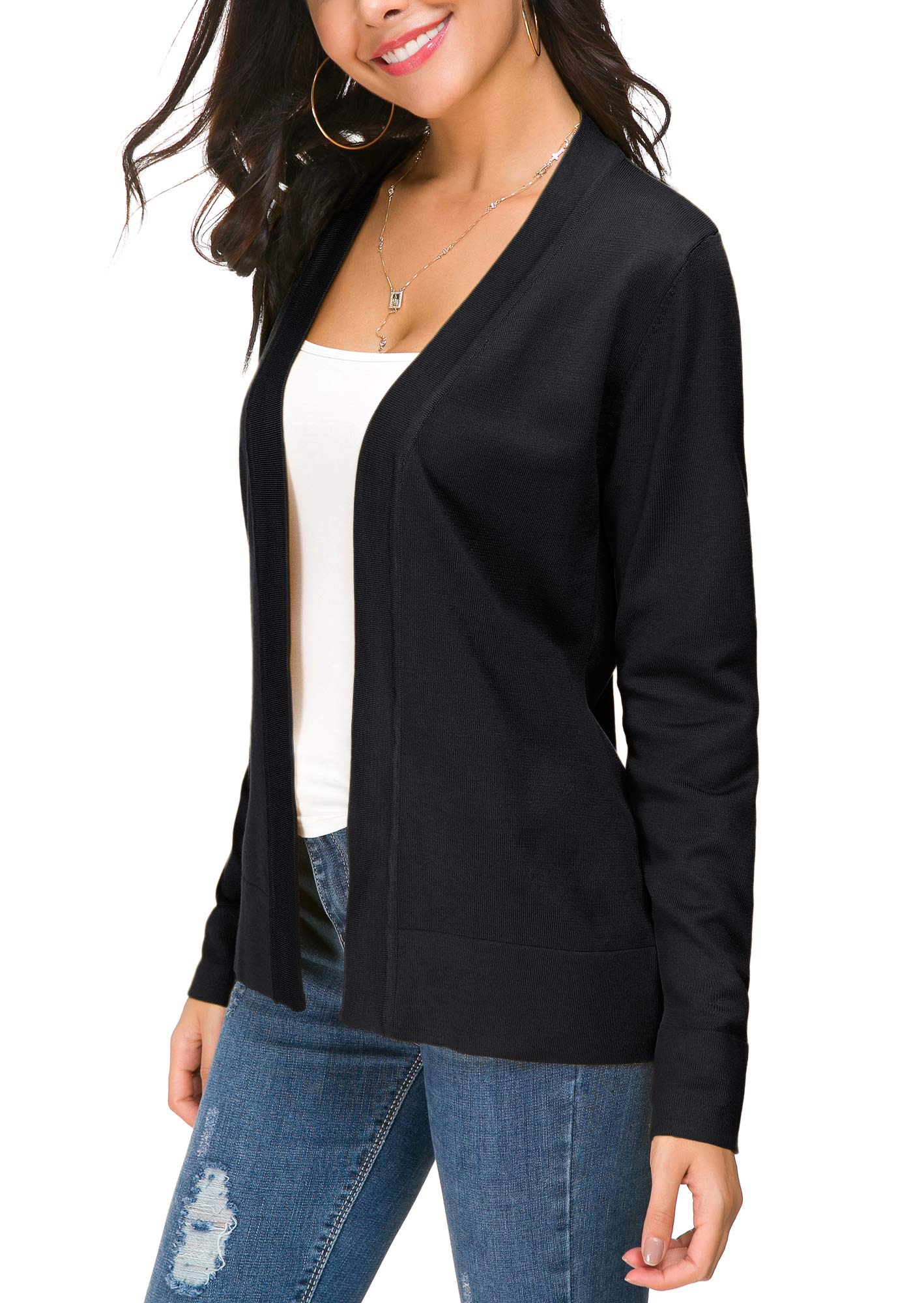 Cardigan en tricot ouvert sur le devant pour femme, manteau à manches longues