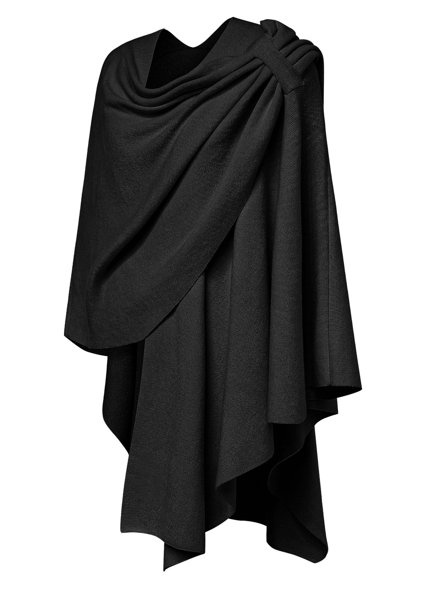 PULI Femmes Grand Poncho Croisé Sur Le Devant Pull Enveloppant Topper Tricoté Élégant Châles Cape pour l'Automne Hiver