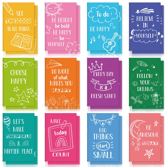 Zonon 24 Pcs Mini Colorful Notebooks Bulk Gifts, Funny Motivational Journals Notepads Inspirational Notepads Small Pocket Notebook Teacher Office Prizes Travel(Motivational Style)