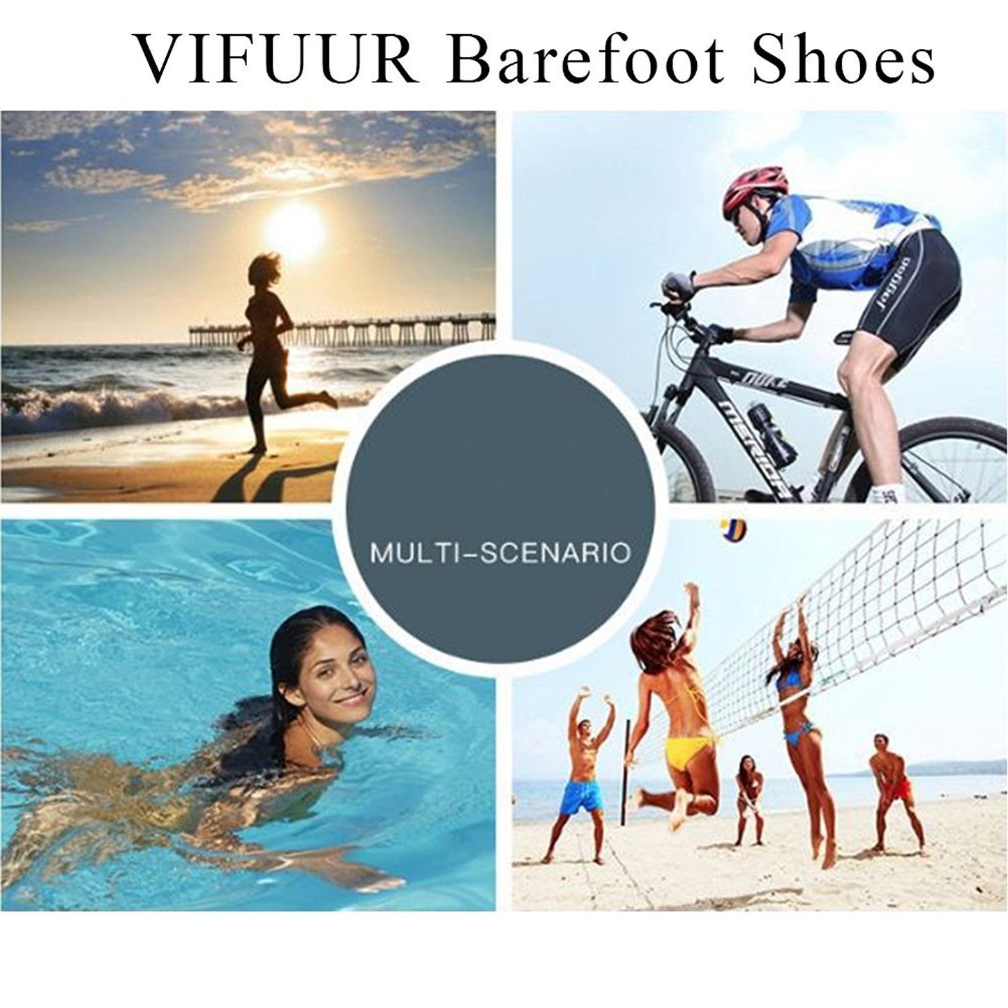 VIFUUR Water Sports Shoes Barefoot Quick-Dry Aqua Yoga Socks Slip-on for Men Women