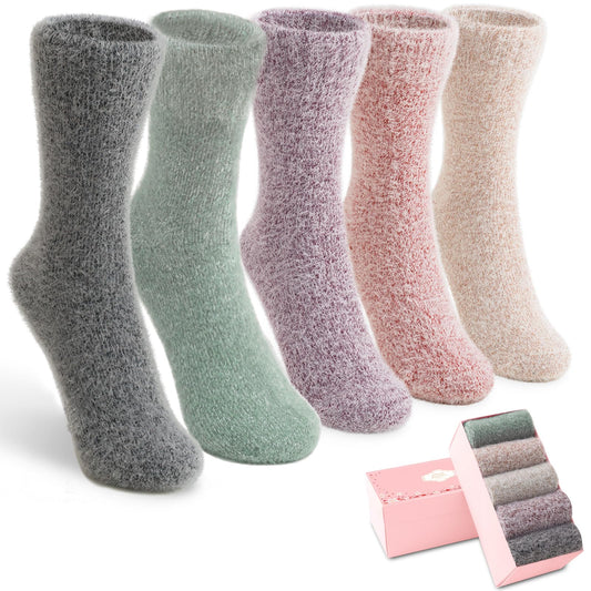 5 Pairs Fuzzy Soft Cozy Comfortable Socks for Women, Casual Sleep Comfy Socks, Perfect Warm Winter Gifts for Women