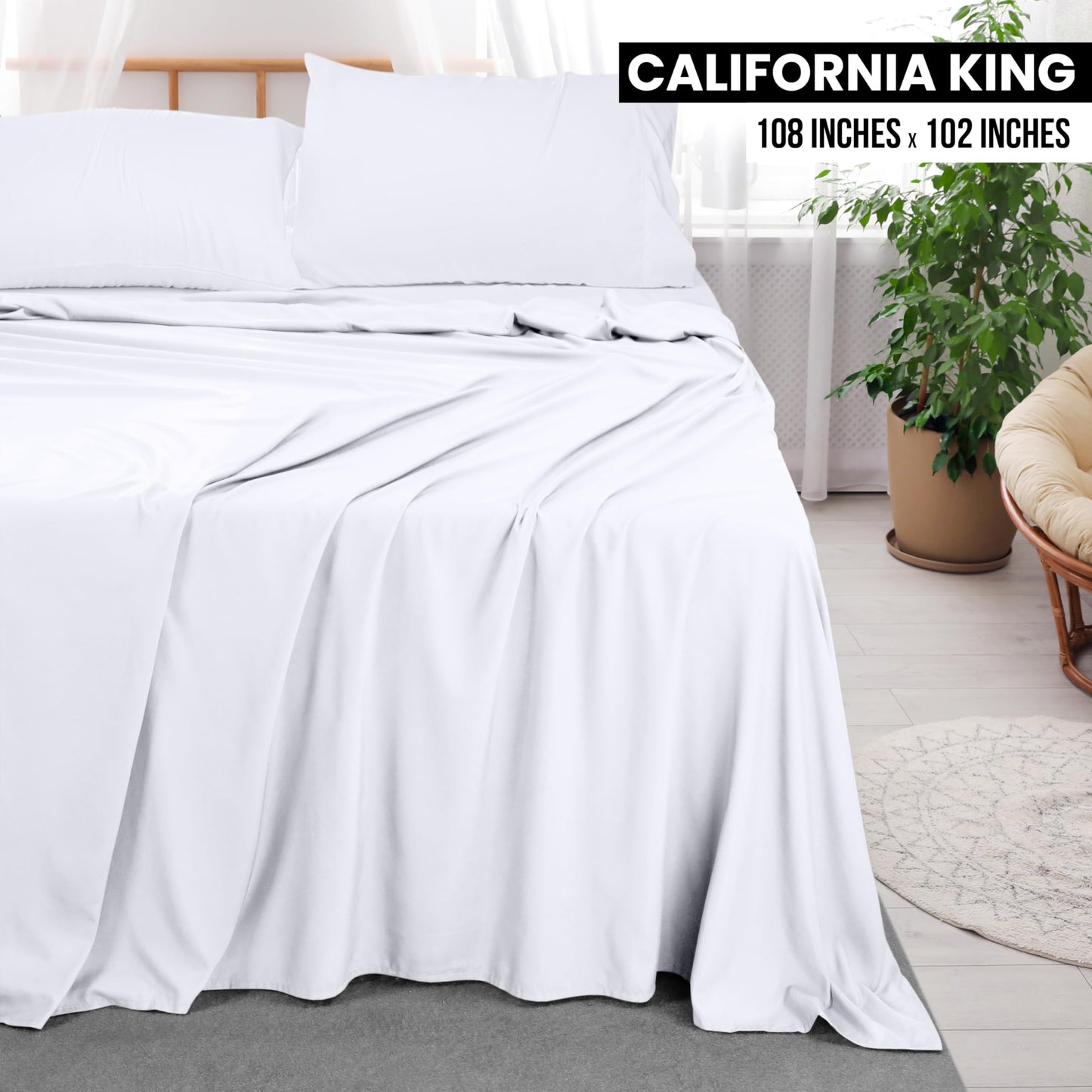 Draps plats Utopia Bedding - Lot de 6 - Tissu en microfibre brossé doux - Draps supérieurs résistants au rétrécissement et à la décoloration - Entretien facile (Queen, Blanc) 