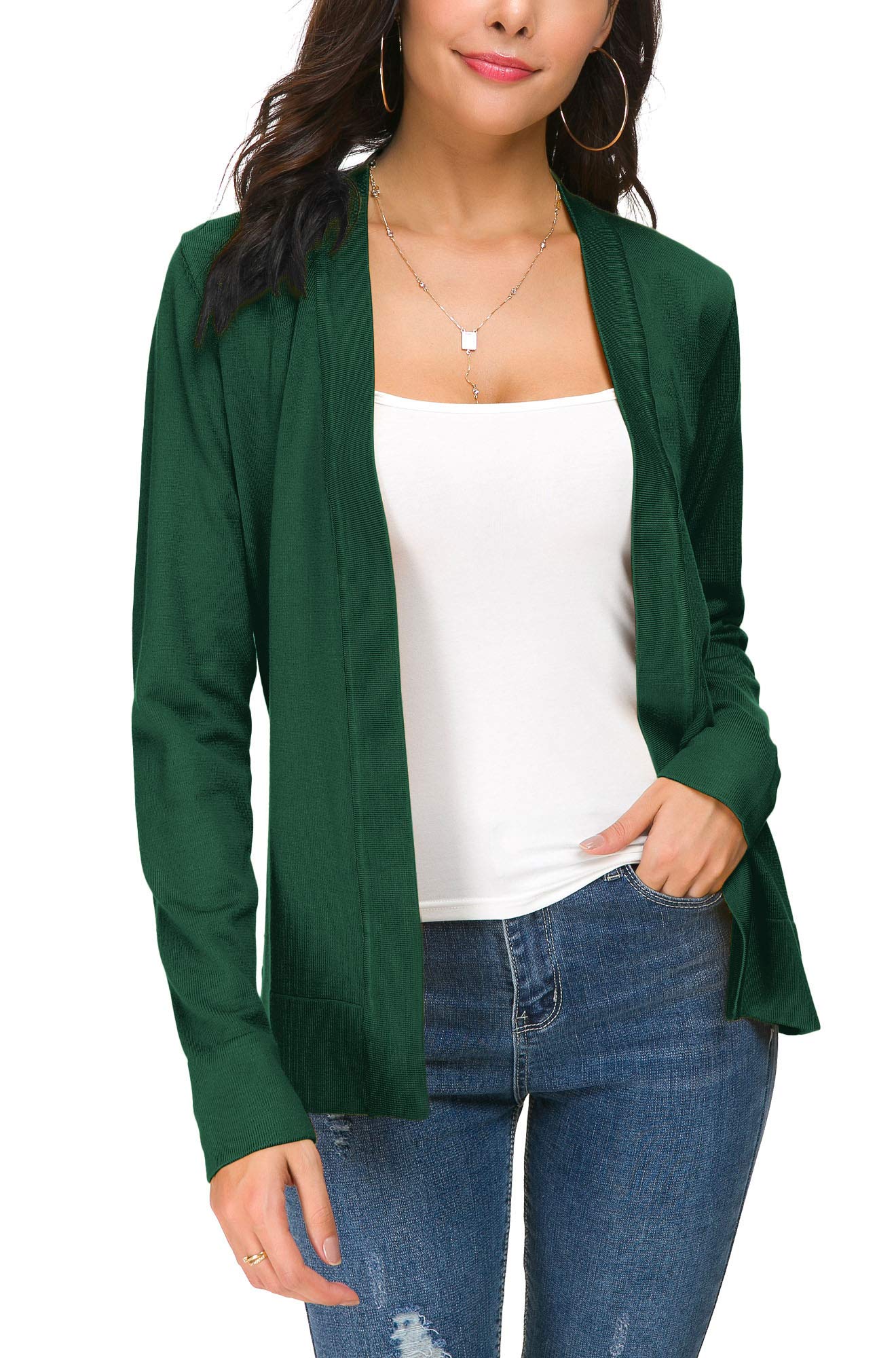 Cardigan en tricot ouvert sur le devant pour femme, manteau à manches longues