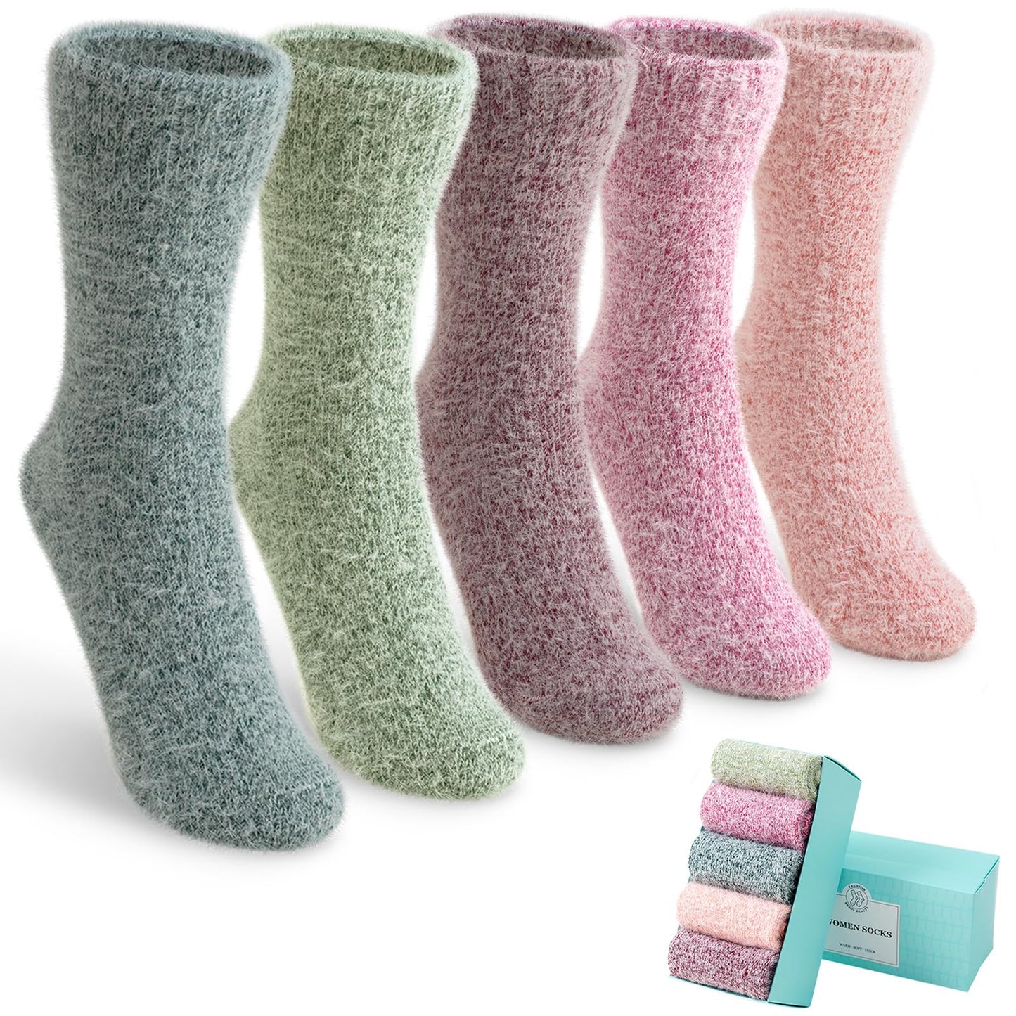 5 Pairs Fuzzy Soft Cozy Comfortable Socks for Women, Casual Sleep Comfy Socks, Perfect Warm Winter Gifts for Women