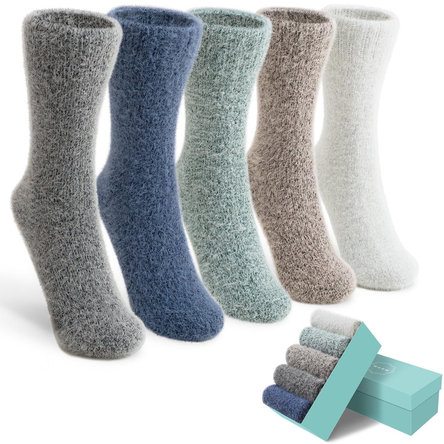 5 Pairs Fuzzy Soft Cozy Comfortable Socks for Women, Casual Sleep Comfy Socks, Perfect Warm Winter Gifts for Women
