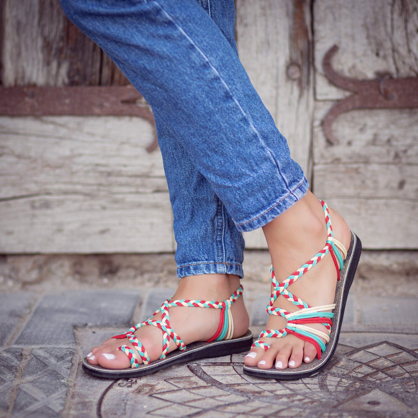 Plaka Flat Sandals for Women Palm Leaf