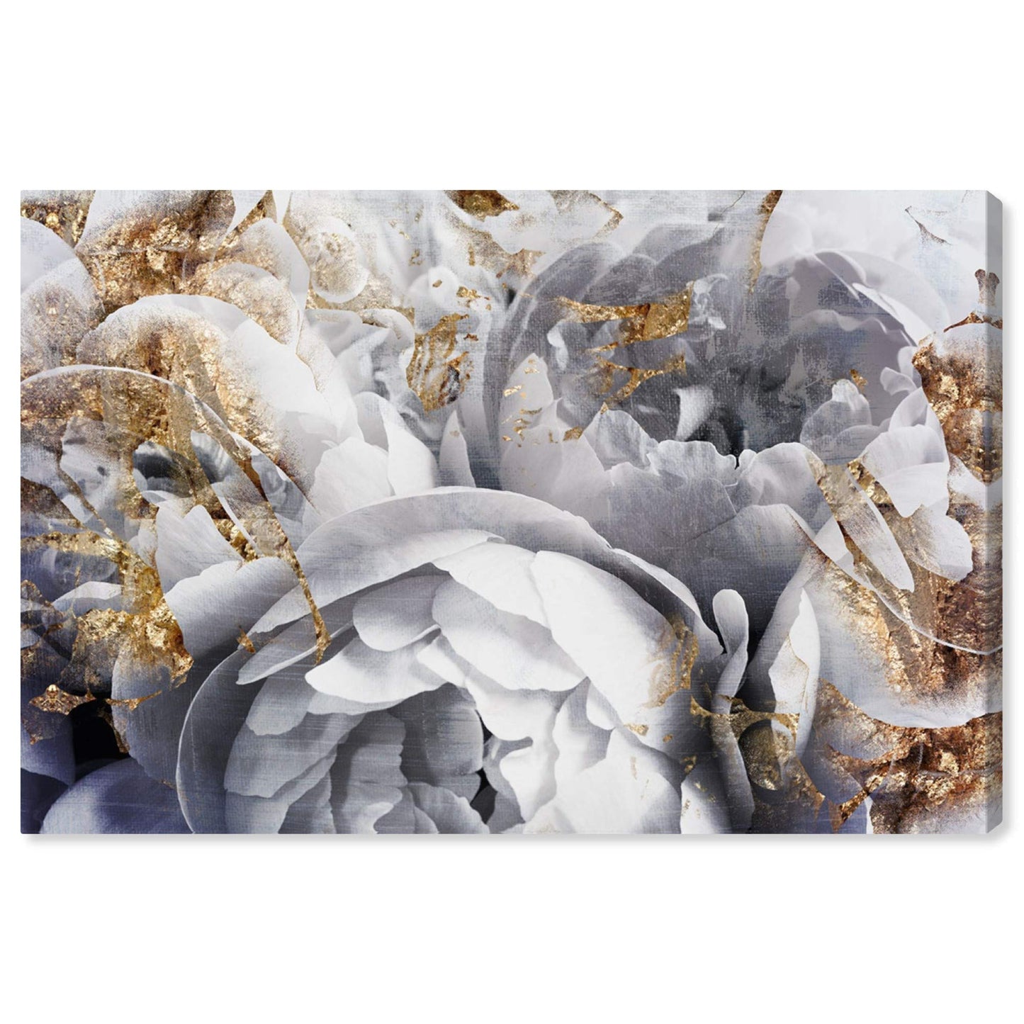 The Oliver Gal Artist Co. Floral and Botanical Wall Art Canvas Prints 'Her Peony Garden' Home Décor, 15" x 10", Gold, White