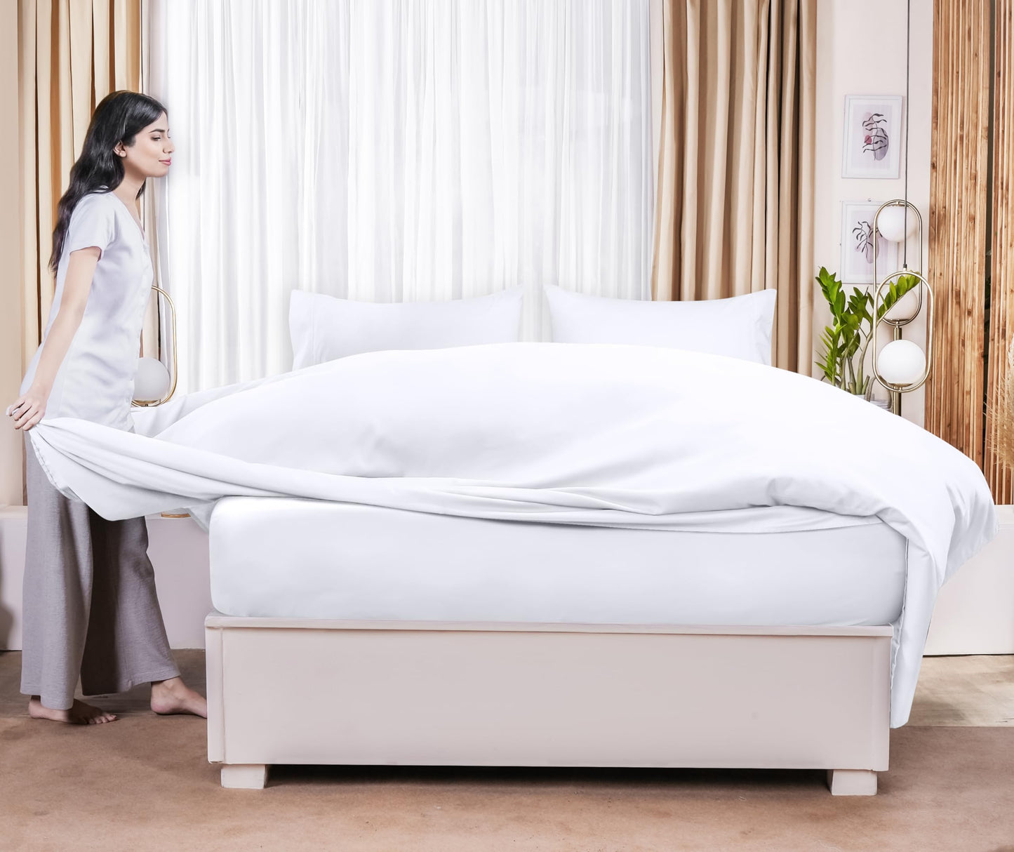 Draps plats Utopia Bedding - Lot de 6 - Tissu en microfibre brossé doux - Draps supérieurs résistants au rétrécissement et à la décoloration - Entretien facile (Queen, Blanc) 