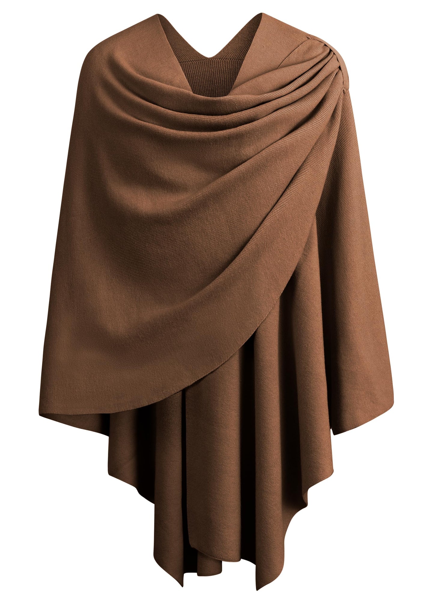 PULI Femmes Grand Poncho Croisé Sur Le Devant Pull Enveloppant Topper Tricoté Élégant Châles Cape pour l'Automne Hiver