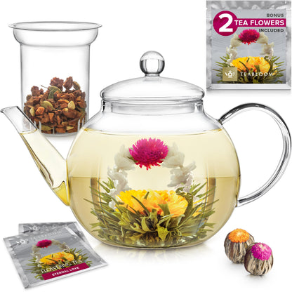 Teabloom Elegant Glass Teapot & Infuser – Brew, Bloom & Enjoy