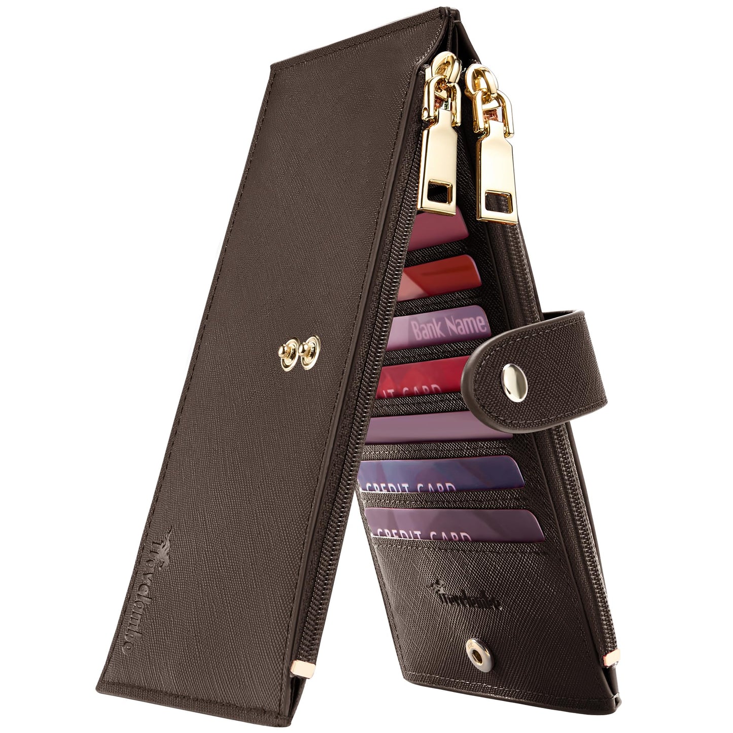 Travelambo RFID Wallet Women Large Size Bifold Multi Card Wallet Case with Zipper Pocke Credit Card Holder for Women