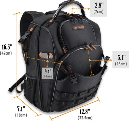 WELKINLAND 66-Pocket Heavy-Duty Tool Backpack – Jobsite Backpack.