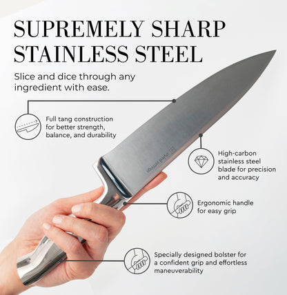 Copper Knife Set with Block - 14 PC Self Sharpening Knife Block Set
