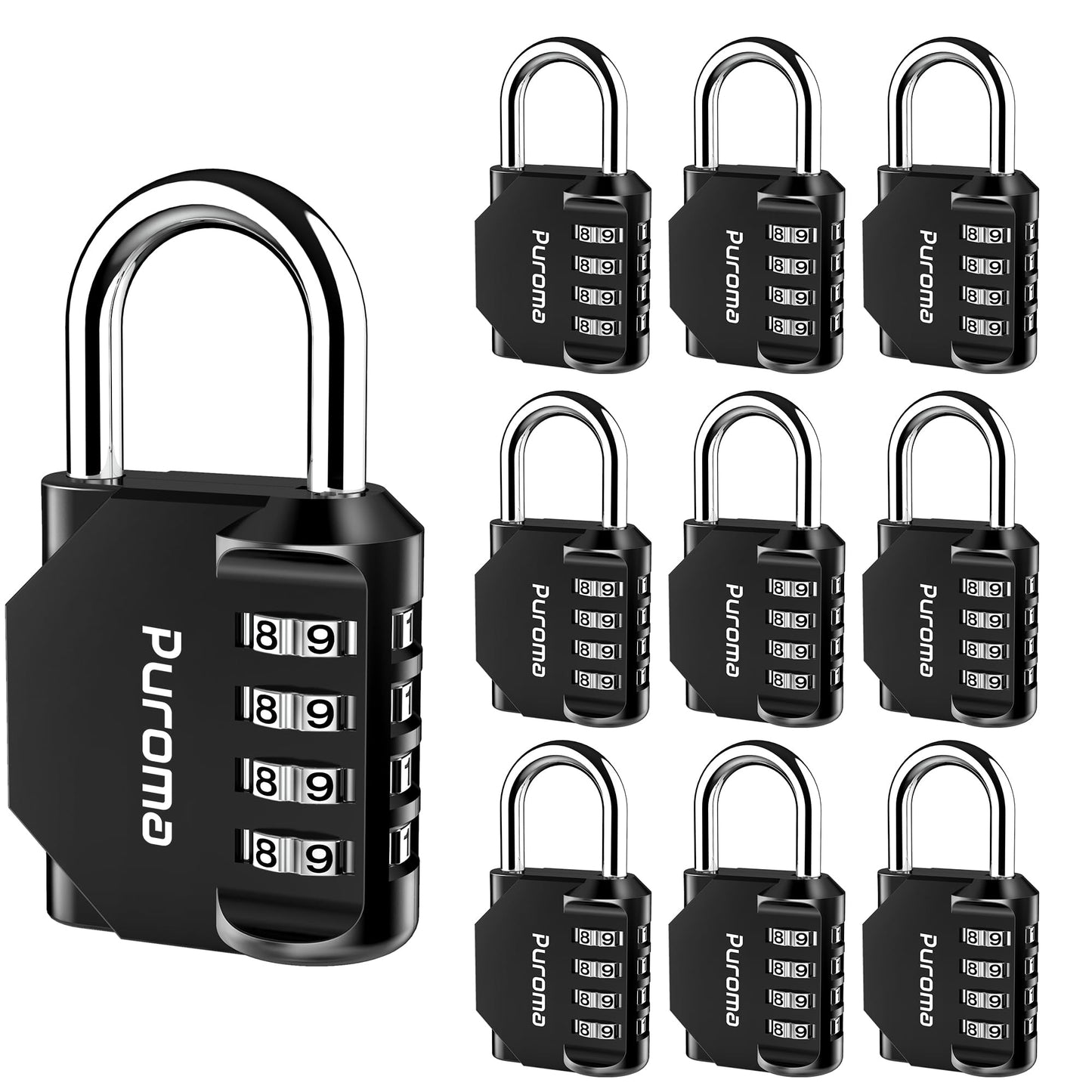 Puroma Lot de 4 cadenas à combinaison à 4 chiffres pour casier de salle de sport, casier de sport, clôture, boîte à outils, portail, étui, rangement à moraillon (vert) 