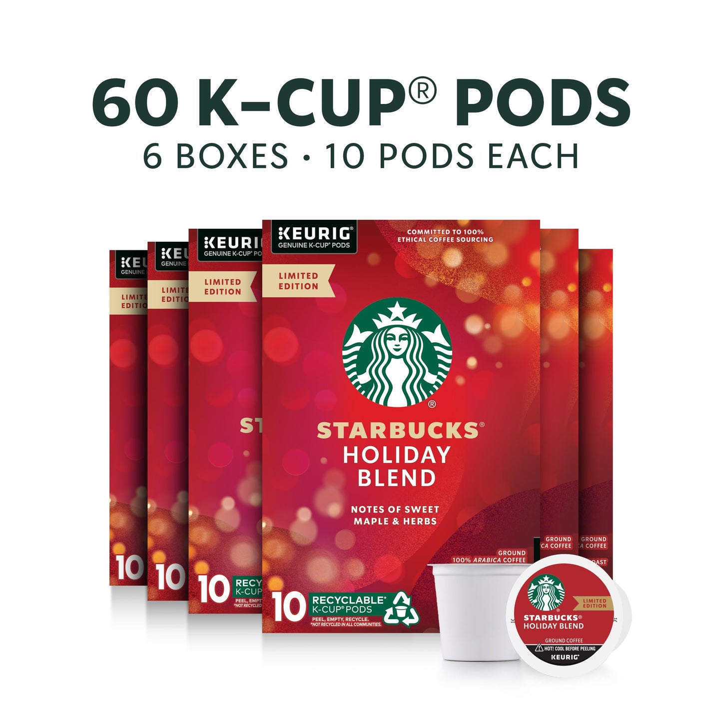 Capsules de café Starbucks K-Cup, pack de variétés de café naturellement aromatisé pour les cafetières Keurig, 100 % arabica, 1 boîte (40 capsules) 