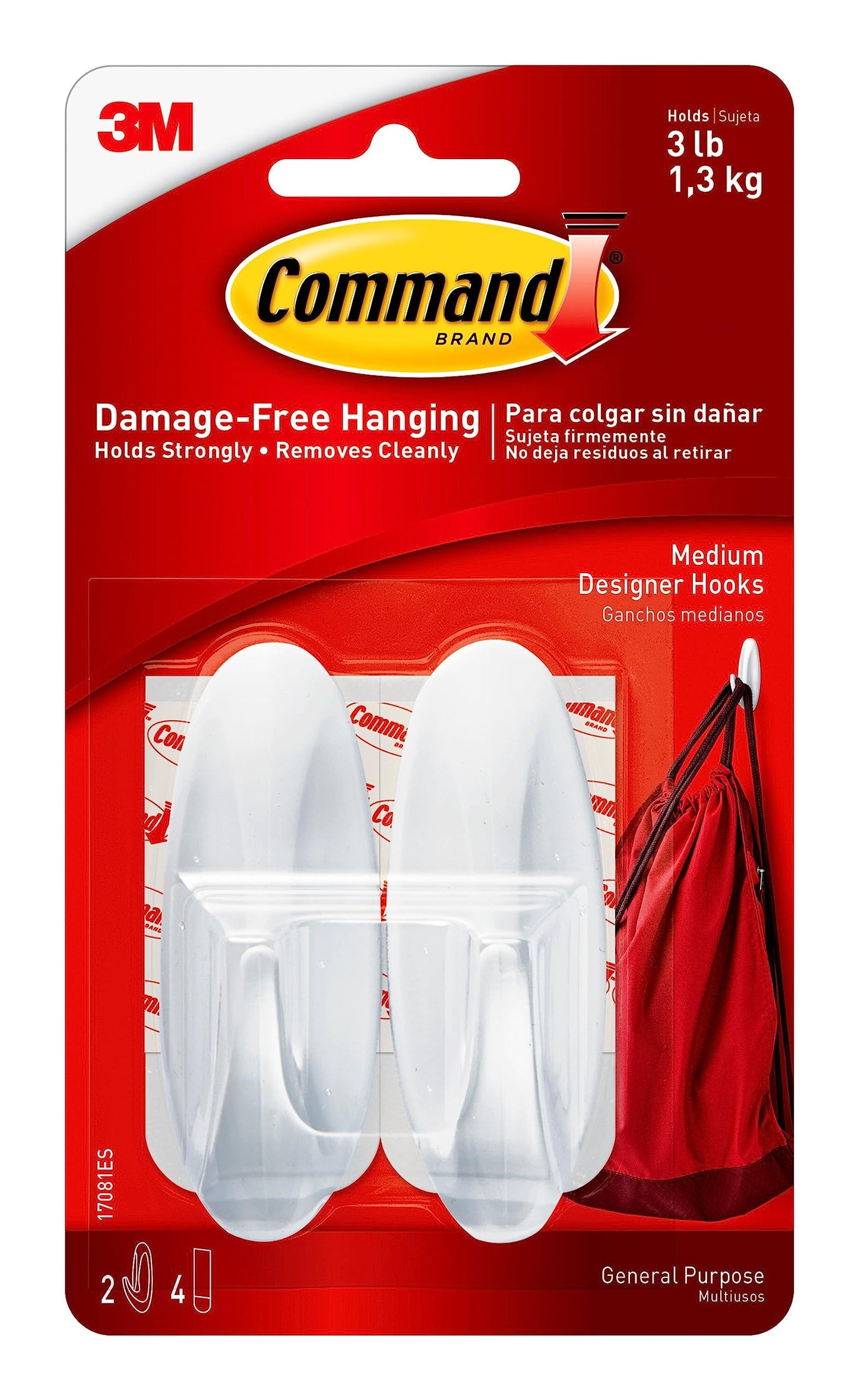 Command Medium Designer Hooks, Damage Free Hanging Wall Hooks with Adhesive Strips, No Tools Wall Hooks for Hanging Decorations in Living Spaces, 9 White Hooks and 12 Command Strips