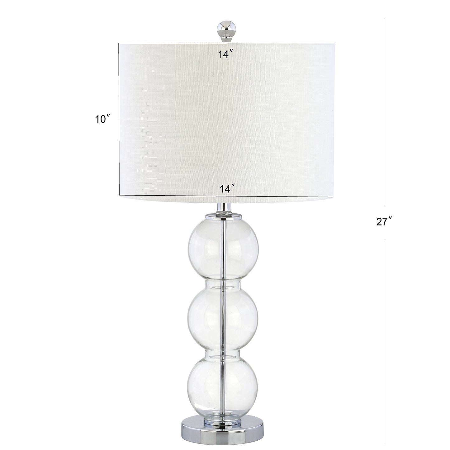 JONATHAN Y JYL1070D-SET2 Lot de 2 lampes de table Bella 27" Lampe de table à LED à triple sphère en verre Lampe de chevet contemporaine pour chambre à coucher, salon, bureau, bibliothèque universitaire, transparente/chromée 