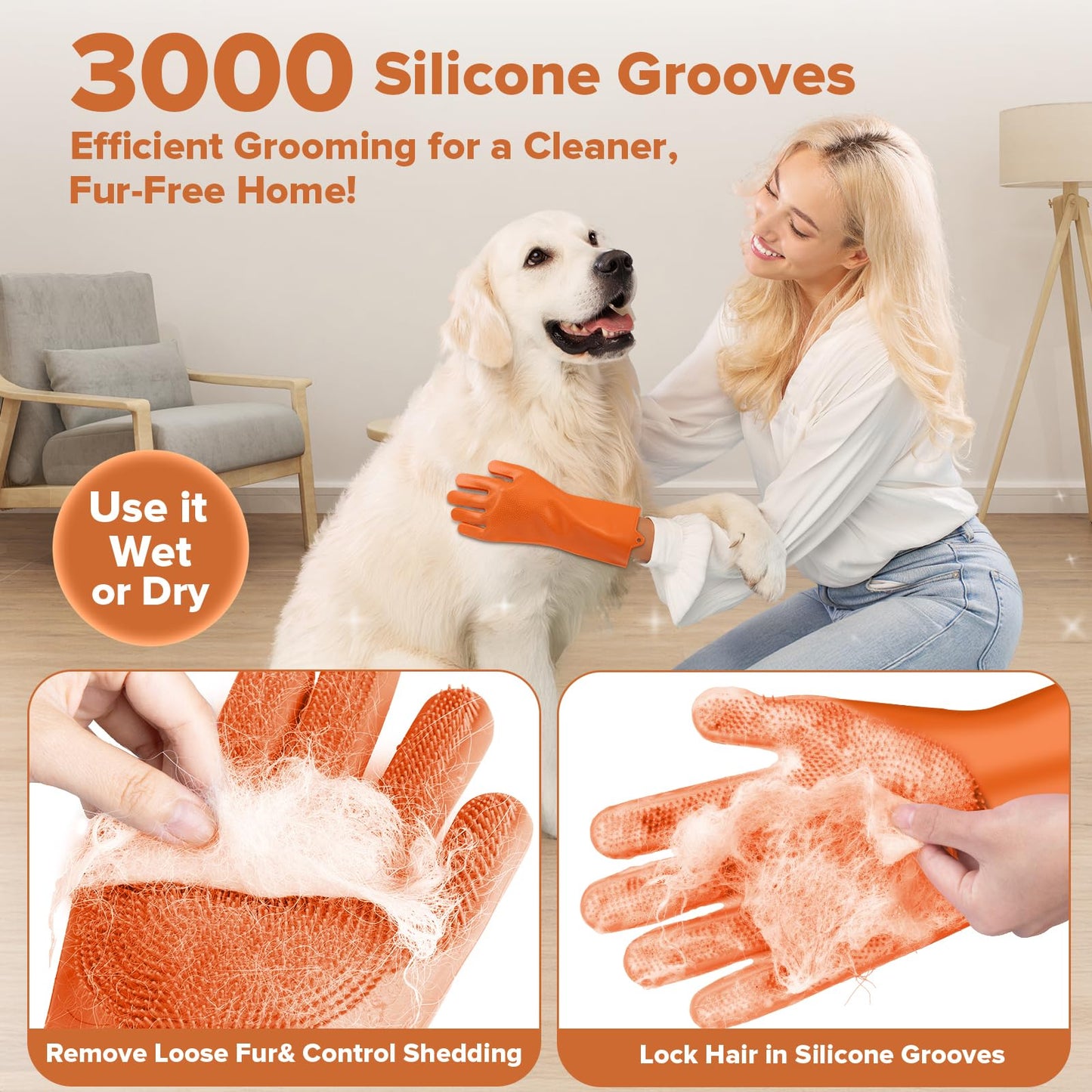 6PCS Pet Grooming Kit for Dogs,Cats and Horses | Dog Washing Gloves | Dog Bath Brush | Dog Bath Gloves | Dog Shampoo Brush | Pet Grooming Gloves | Dog Bath Supplies