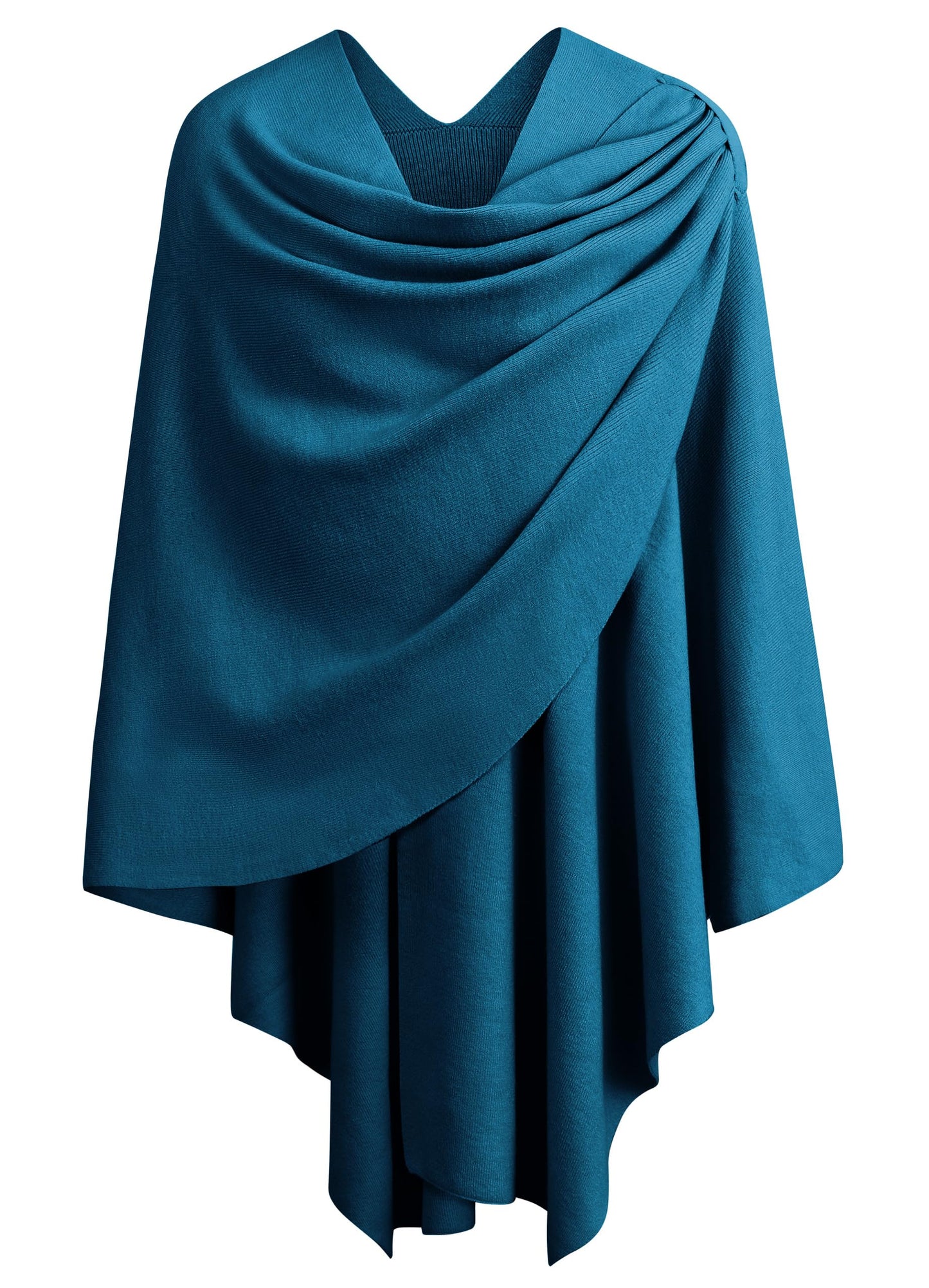 PULI Femmes Grand Poncho Croisé Sur Le Devant Pull Enveloppant Topper Tricoté Élégant Châles Cape pour l'Automne Hiver