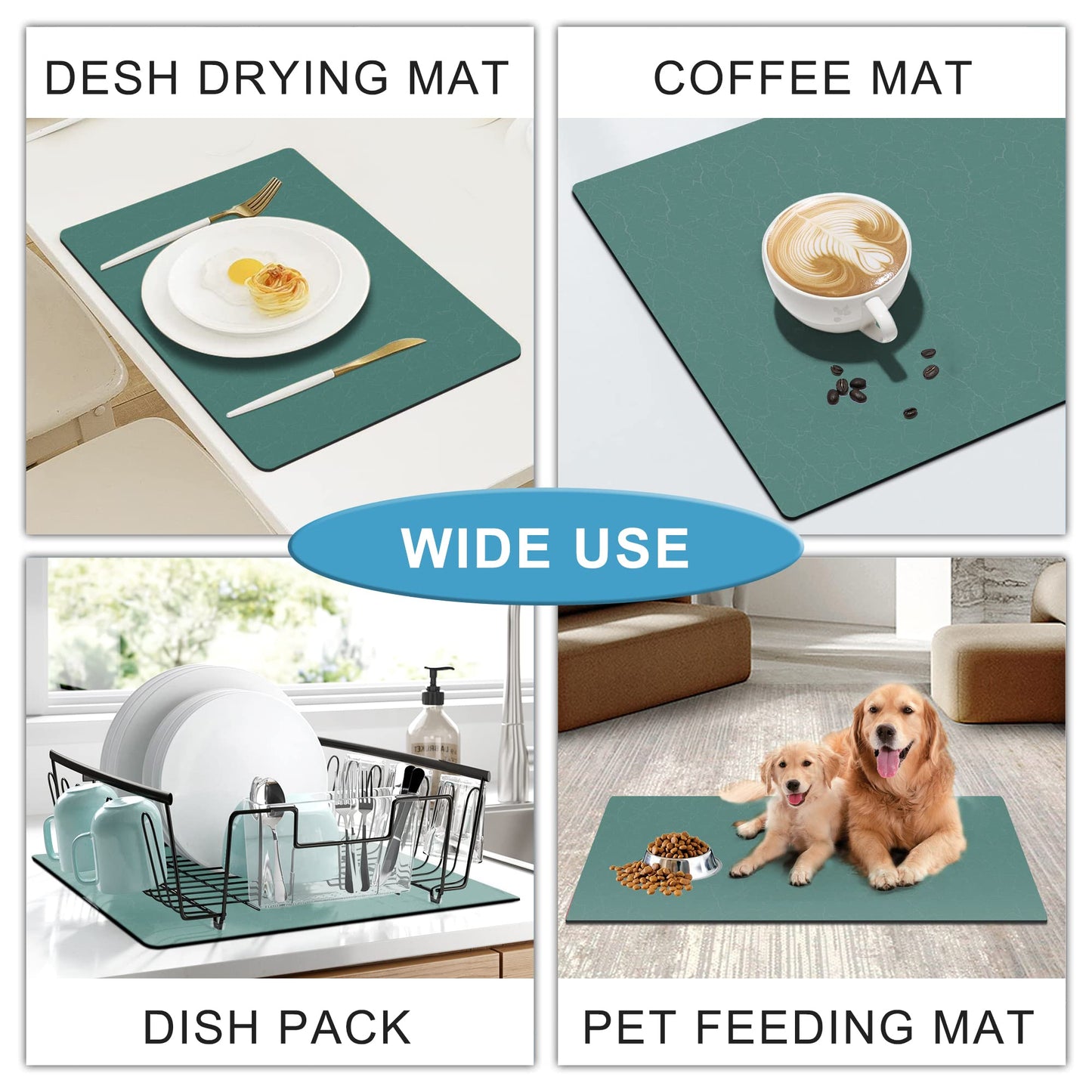 Coffee Maker Mat for Countertops, Coffee Bar Accessories Fit Under Coffee Machine Mat, 19"x12" Rubber Backed Coffee Pots, Table Mat Under Appliance, Dish Drying Mat, Marble Gray for Kitchen Counter