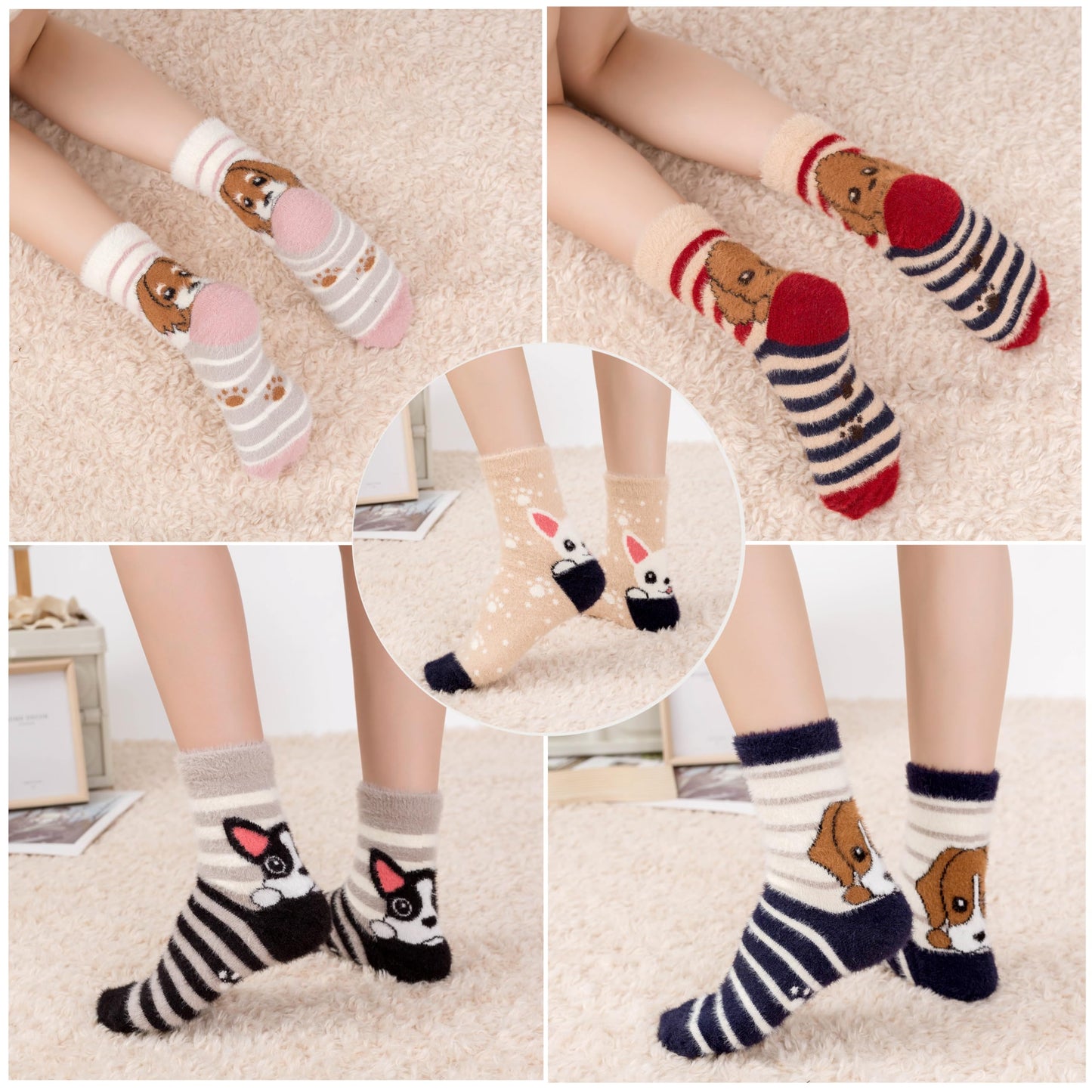 5 Pairs Fuzzy Soft Cozy Comfortable Socks for Women, Casual Sleep Comfy Socks, Perfect Warm Winter Gifts for Women