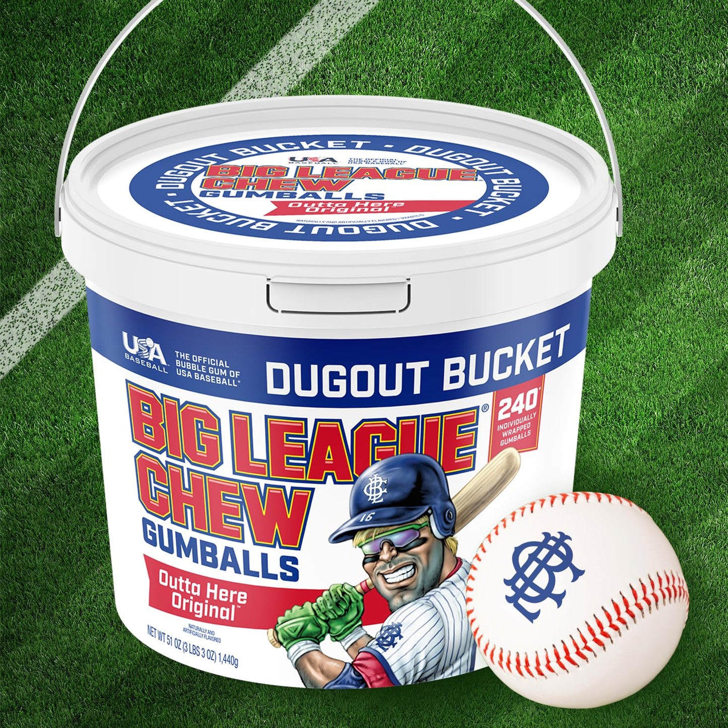 Big League Chew Outta Here Original Bubble Gum – klassischer Ballpark-Geschmack | Perfekt für Baseballspiele, Teams, Imbissbuden, Partys und mehr | Packung mit 12 Beuteln (je 2,12 oz)