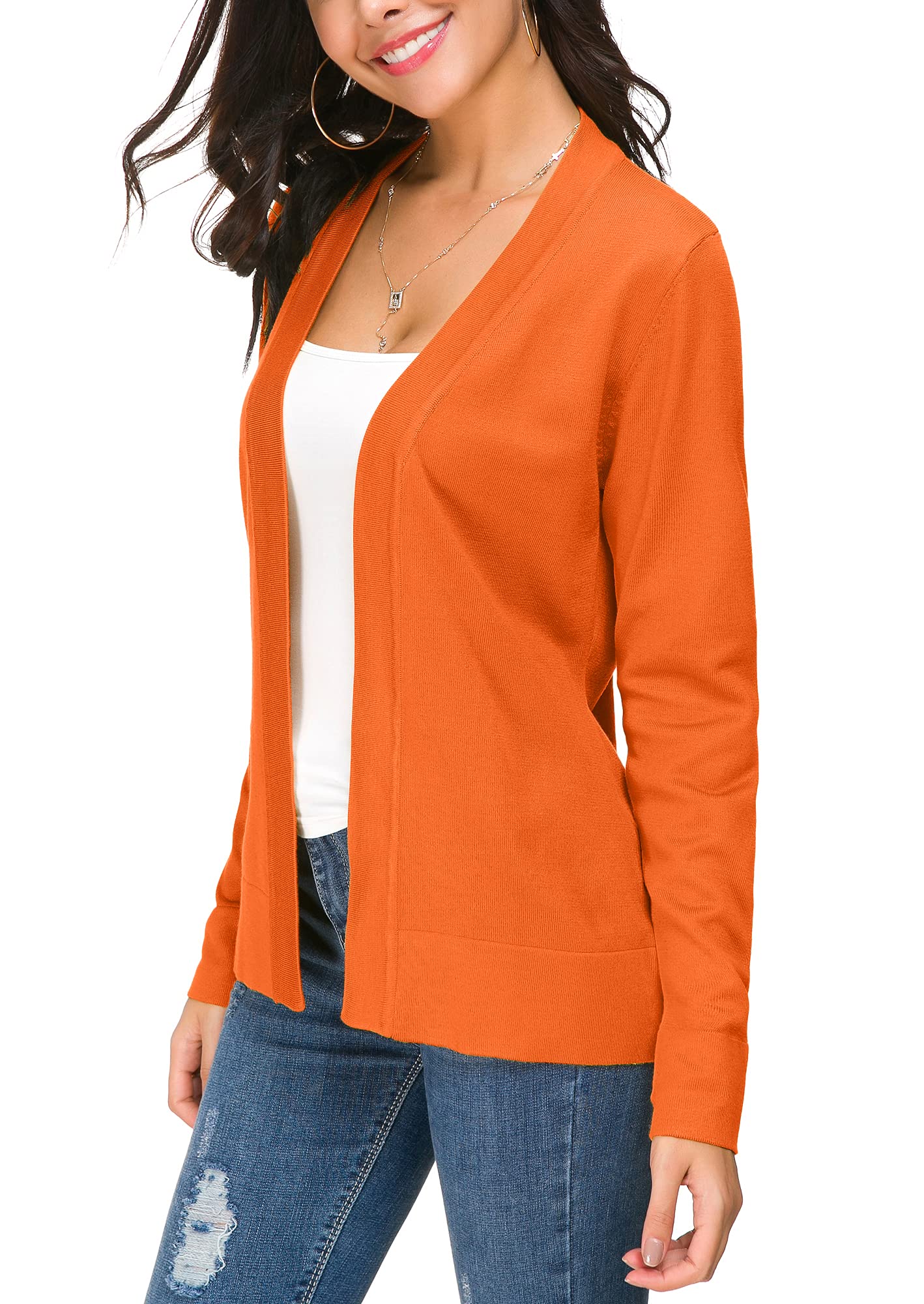 Cardigan en tricot ouvert sur le devant pour femme, manteau à manches longues