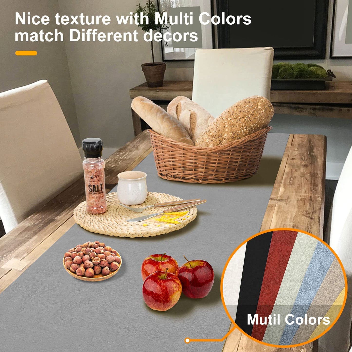 Wipeable Table Runner – Thick Farmhouse-Style Runner for Kitchen, Bedroom, Living Room, Indoor & Outdoor Use