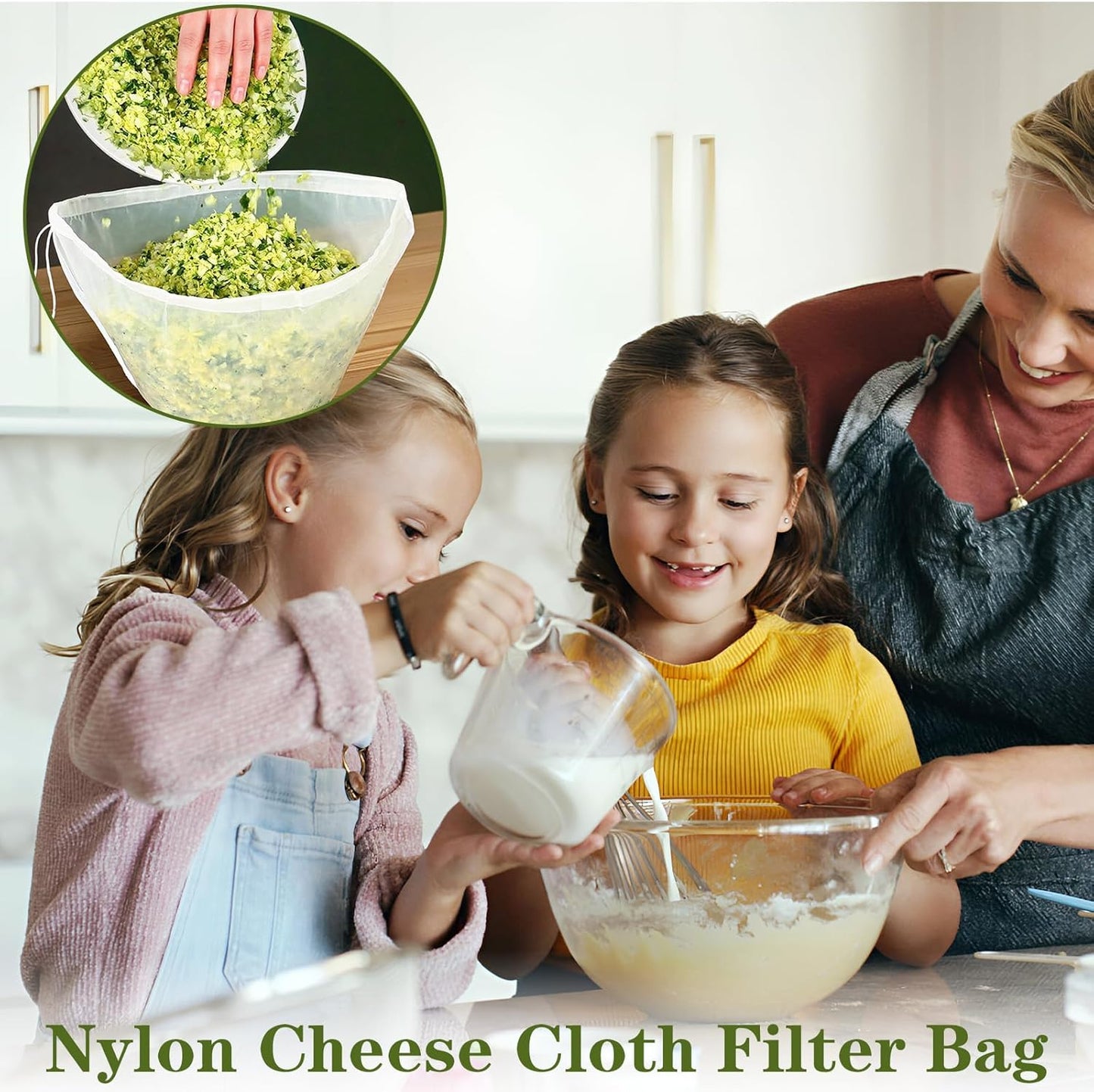 9-Pack Reusable Cheesecloth Nut Milk Bags, Organic Cotton Fine Mesh Food Strainers
