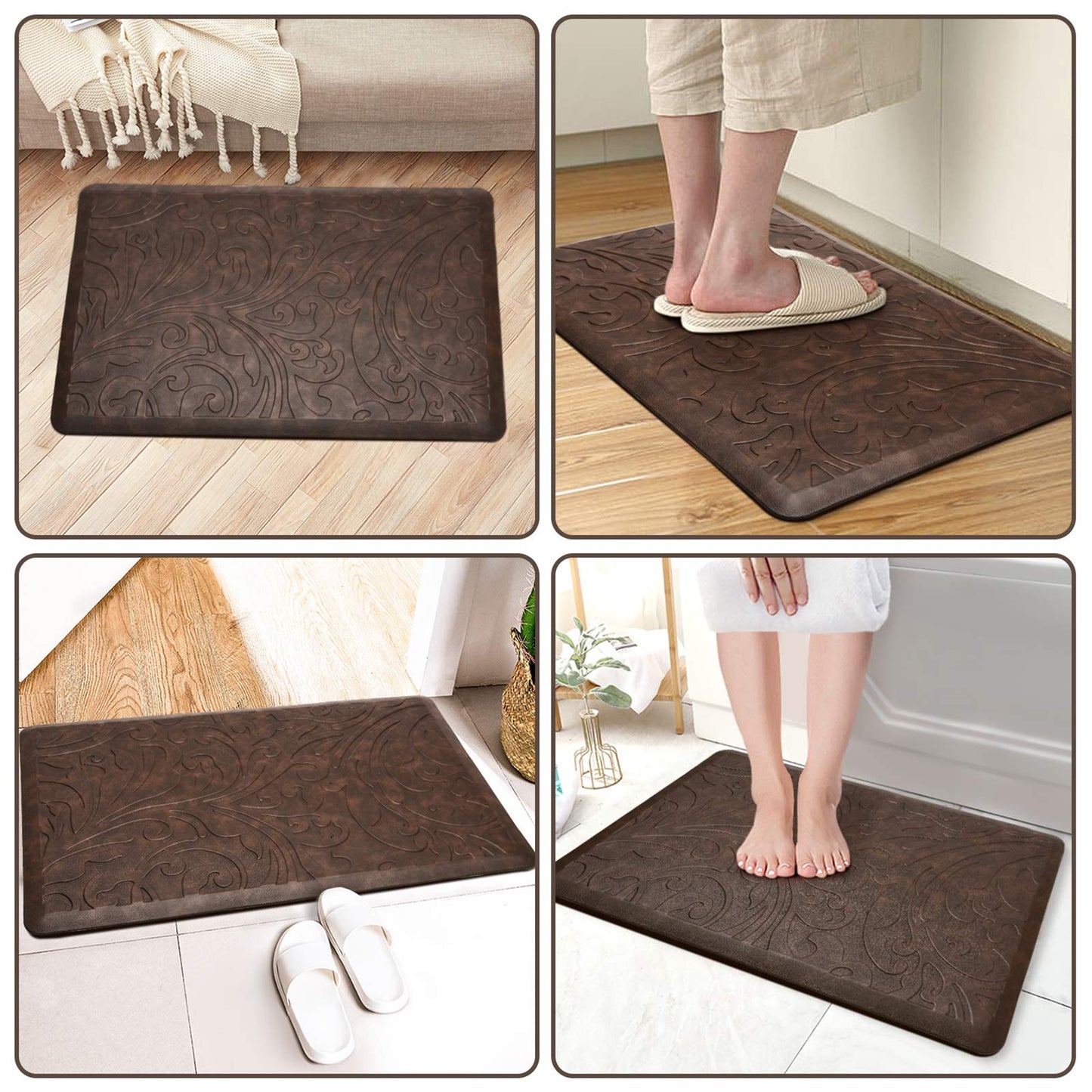 KMAT Tapis de cuisine rembourré anti-fatigue, imperméable, antidérapant, ergonomique, confortable, pour la maison, le bureau, l'évier, la buanderie, le bureau, 43,9 cm (l) x 71,1 cm (L), gris 