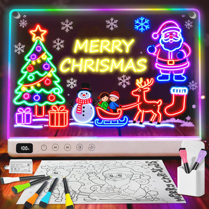 Led Drawing Board with 13 Light Effects, 13.7"x10" Rechargeable Glow Doodle LED Note Board with Colors, Neon Light Up Drawing Tablet Gifts for Kids for Christmas Birthday Gifts Presents