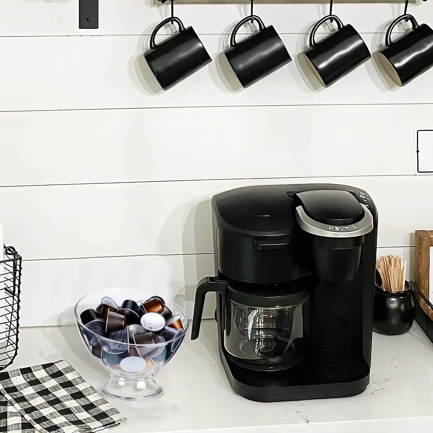 MOLFUJ Coffee Pods Holder Plastic, Coffee Pod Storage Compatible with Nespresso Vertuo Pods, Small K Cup Holder Coffee Pod Organizer for Keurig Kcup Storage (1)