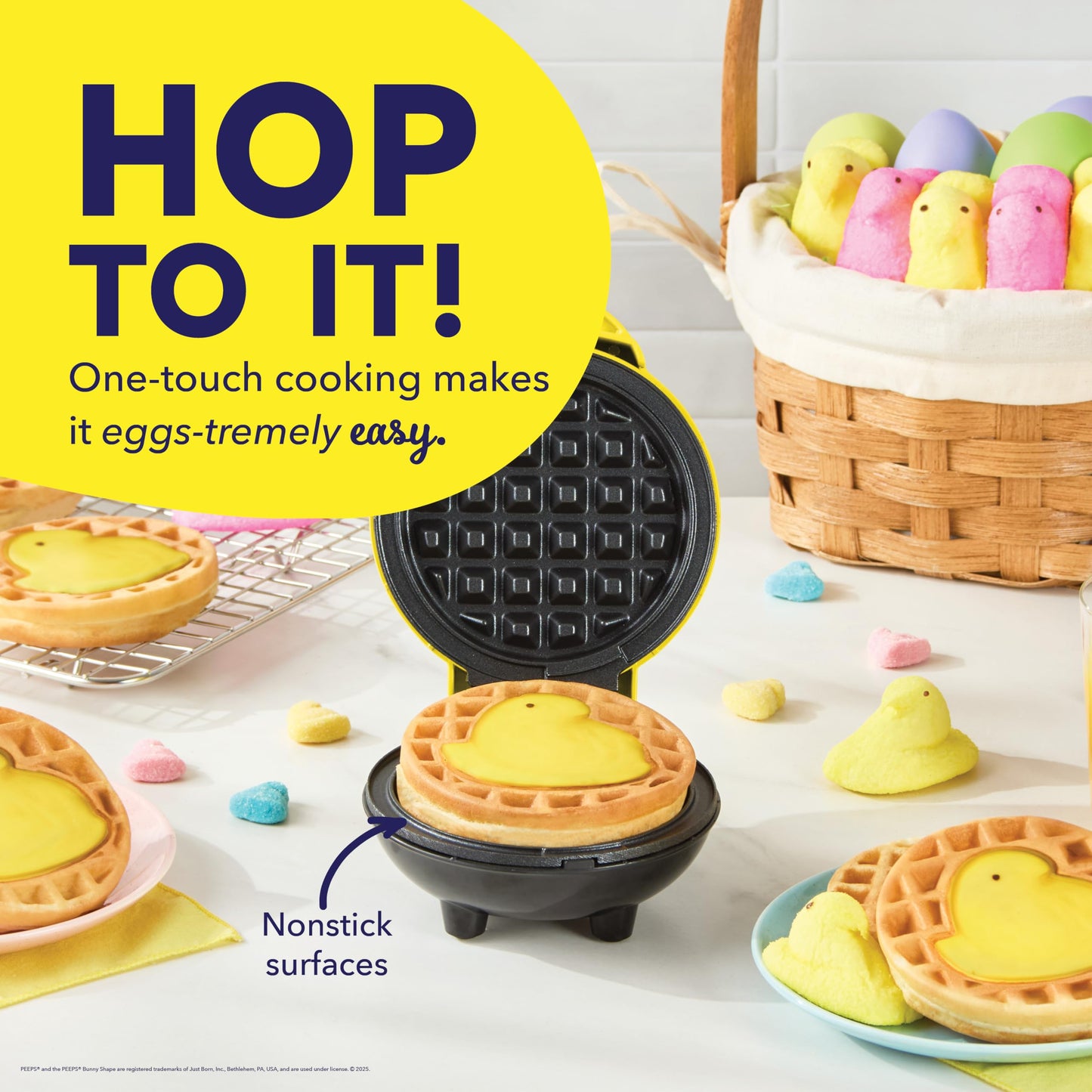 DASH Mini Maker for Individual Waffles, Hash Browns, Keto Chaffles with Easy to Clean, Non-Stick Surfaces, 4 Inch, White Pineapple