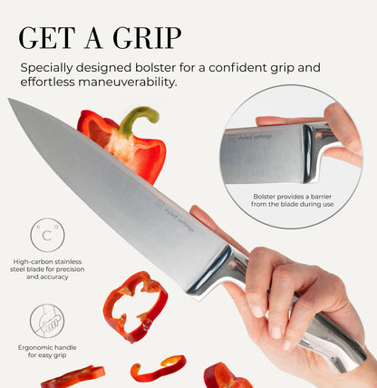 Copper Knife Set with Block - 14 PC Self Sharpening Knife Block Set